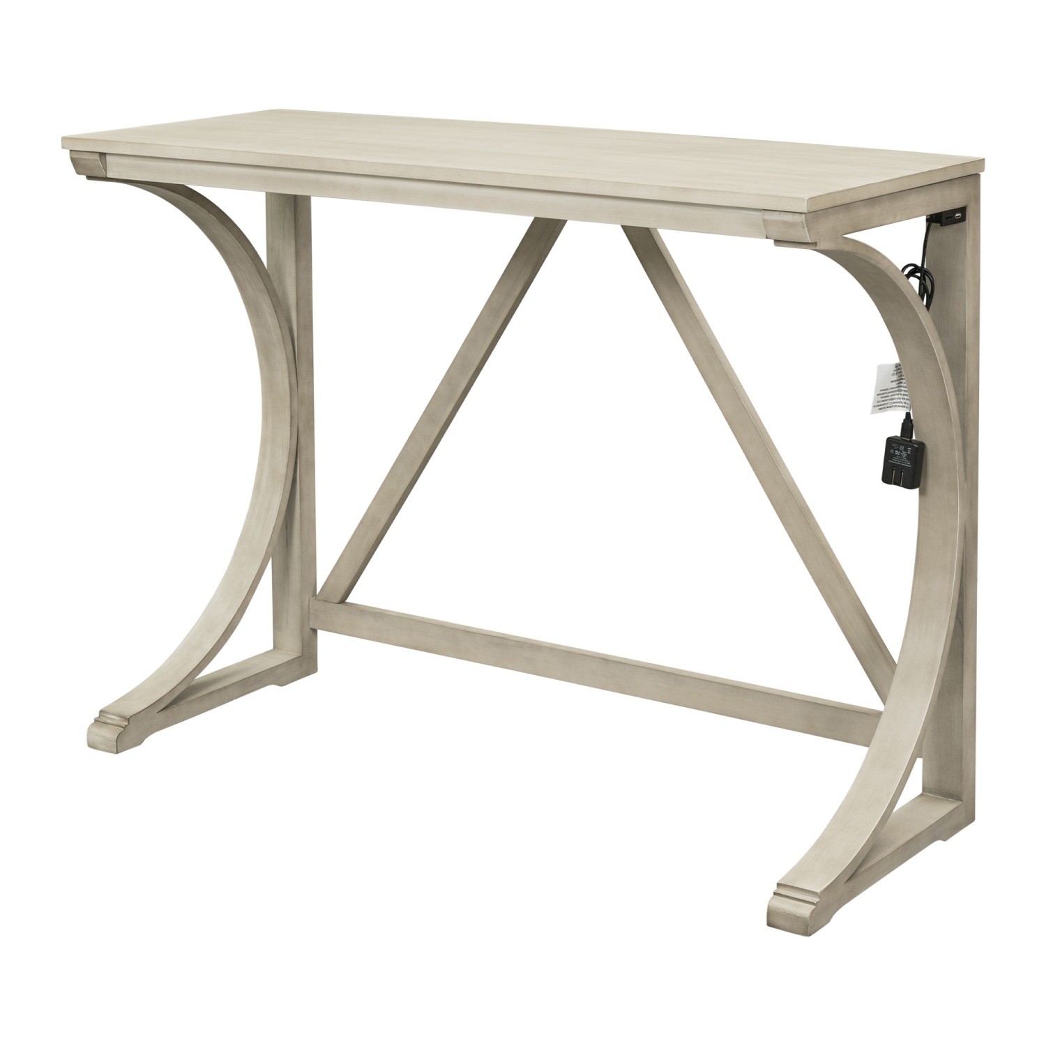 Rustic 3 Piece Counter Height Table Set Small Spaces w/ 2 Bar Stools & USB Port
