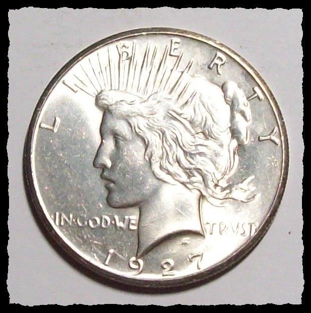 1927-P  PEACE DOLLAR White  & VERY Lustrous   Choice BU  #26D27