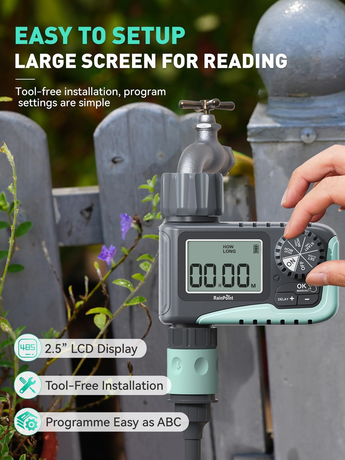 New RAINPOINT Sprinkler Timer, Programmable Water Timer for Garden Hose, Outdoor