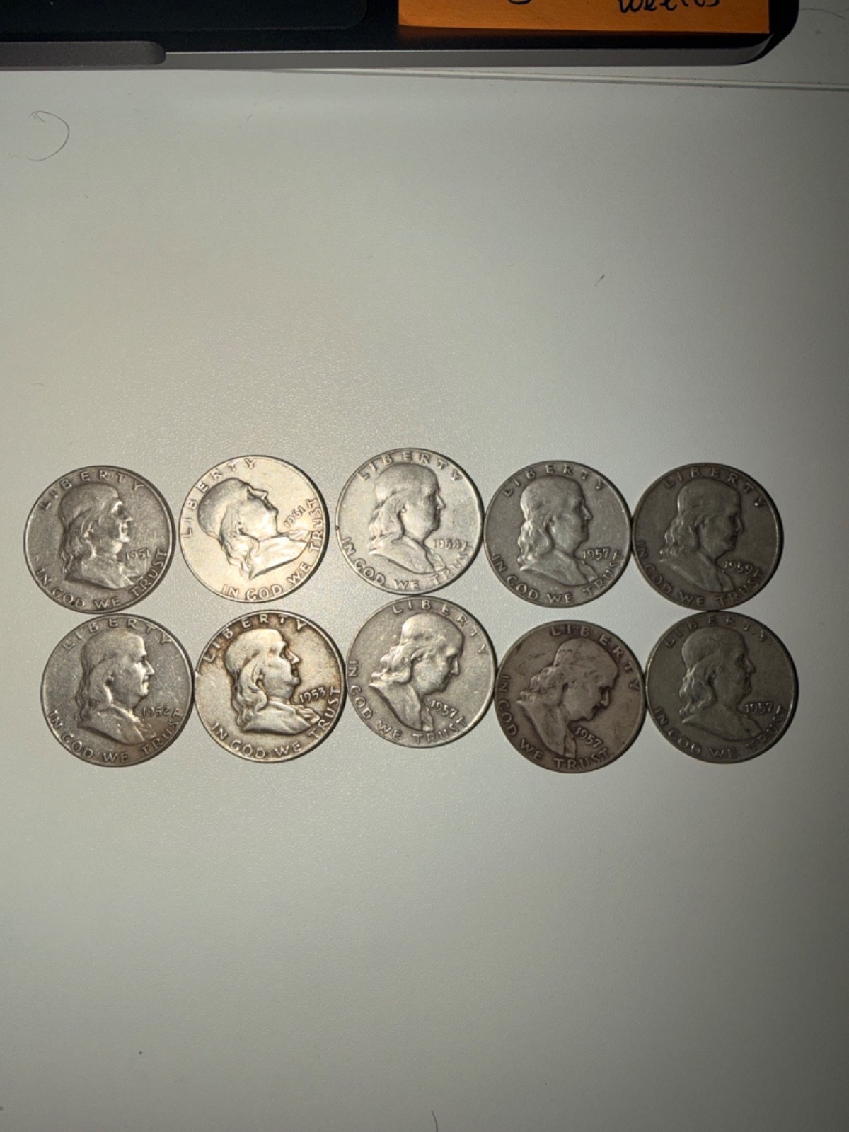[Lot of 10] Franklin Half Dollar - 90% Silver - Random Years