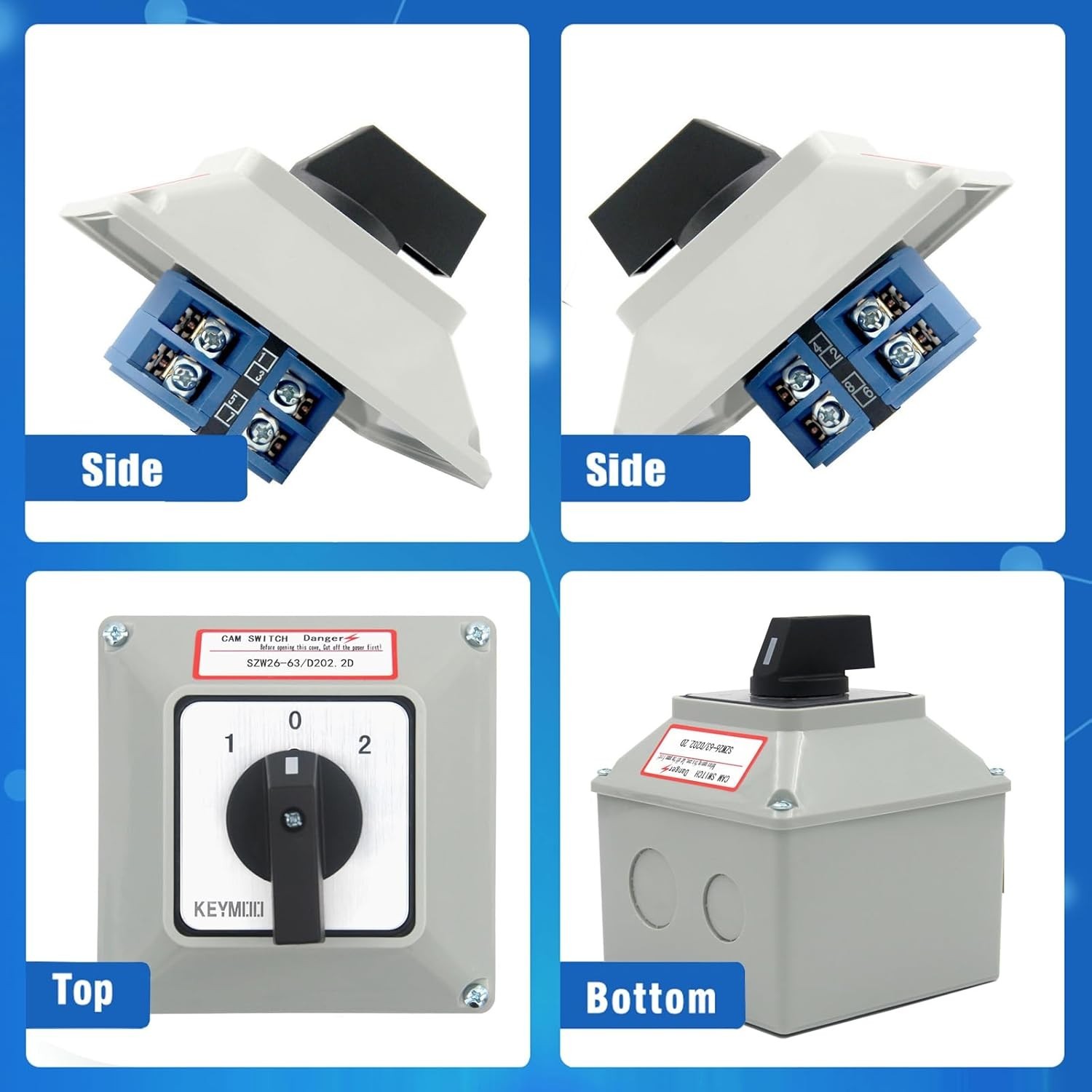 Durable 660V Rotary Changeover Switch, 63A Master Switch in Flame Retardant Box