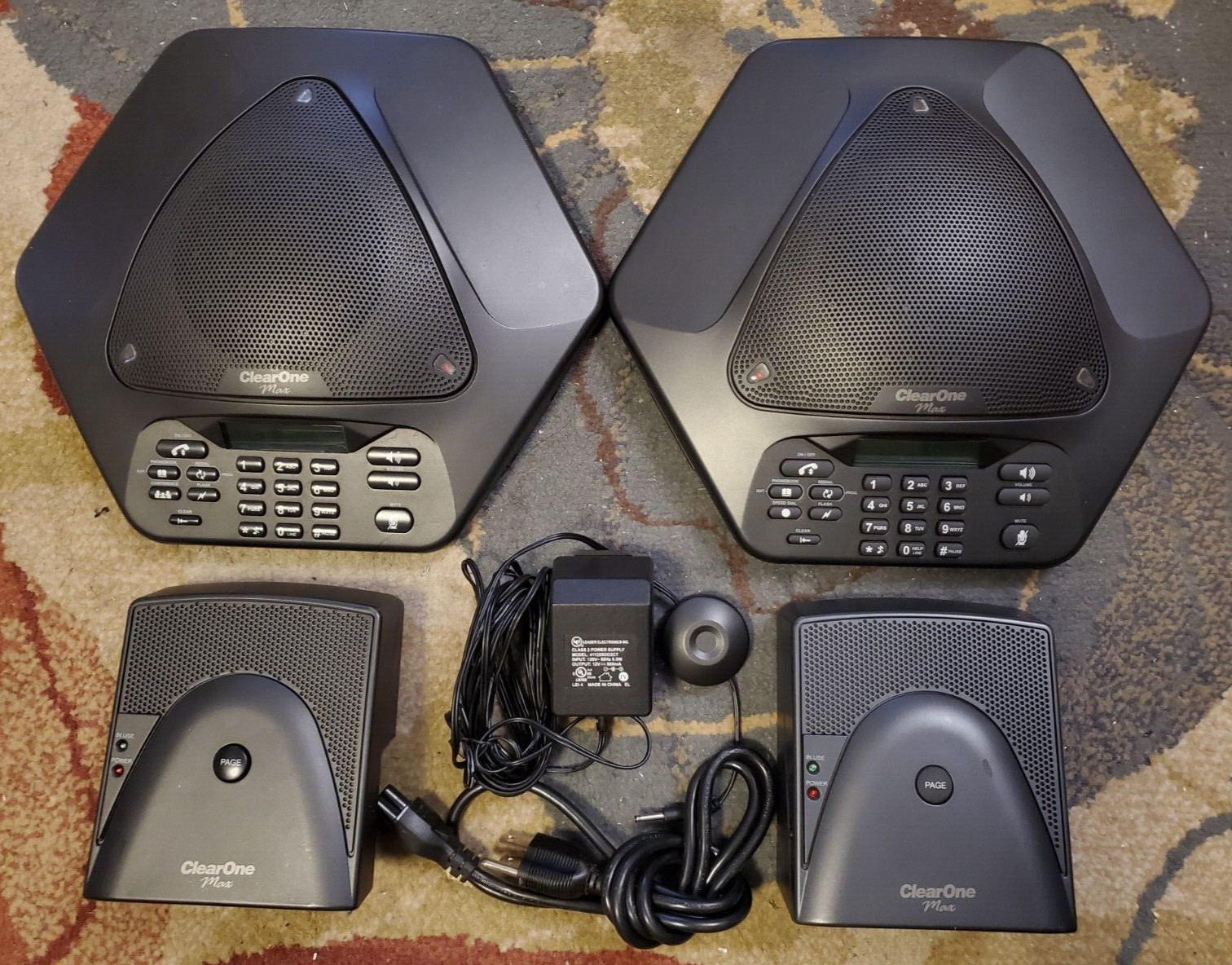 Lot of 2 ClearOne Max Wireless Conference Phones 860-158-400 with Accessories