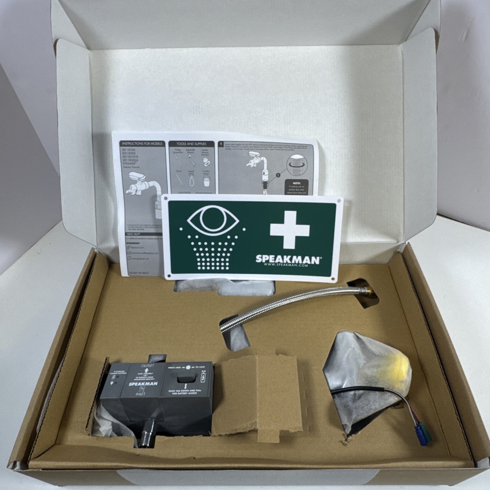 Speakman SEF-18100 Eyesaver Battery Powered Sensor Eyewash Faucet, New!