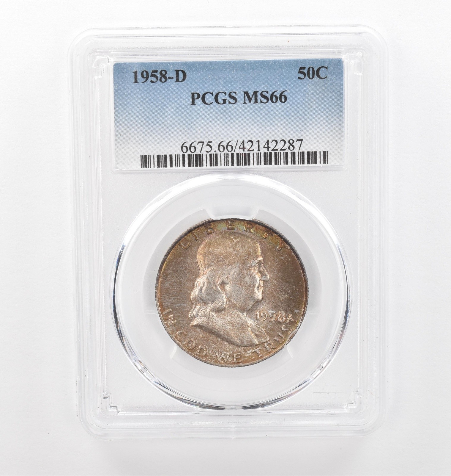 1958-D Franklin Half Dollar MS66 PCGS Beautiful Tone *2206