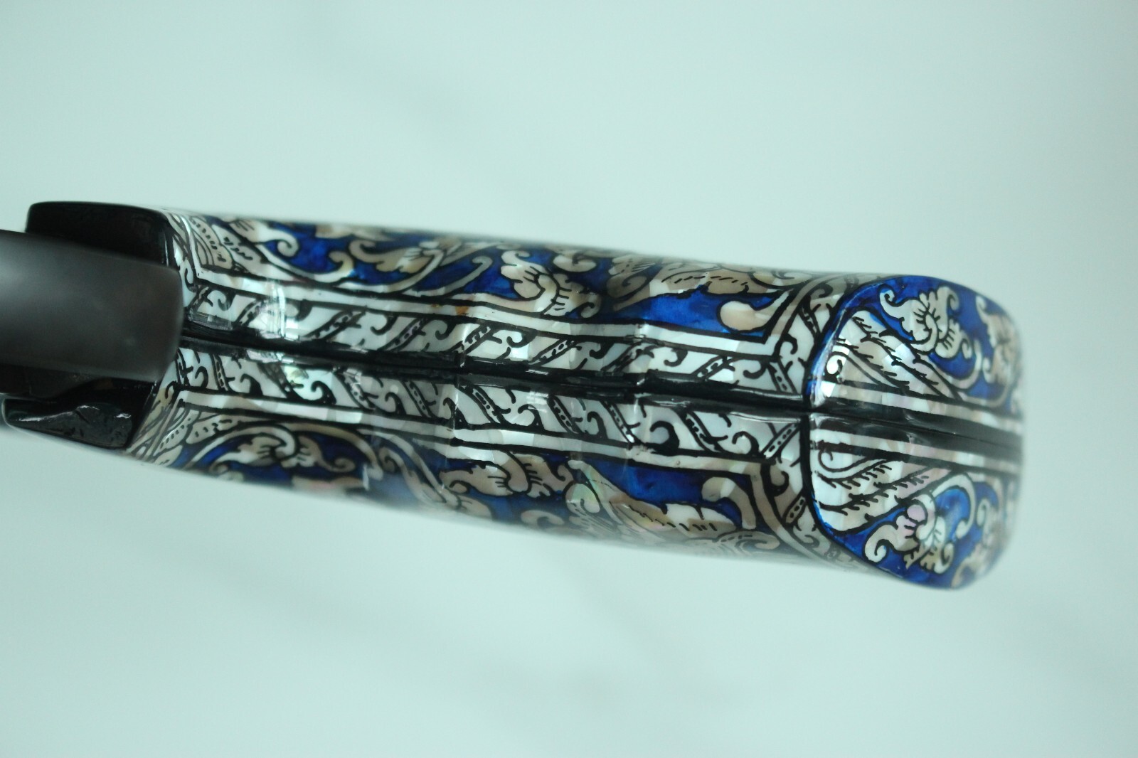 MOTHER OF PEARL GRIPS FOR S&W K, L FRAME SQ/RD BUTT BLUE SKULL ART VITOONMAKERS