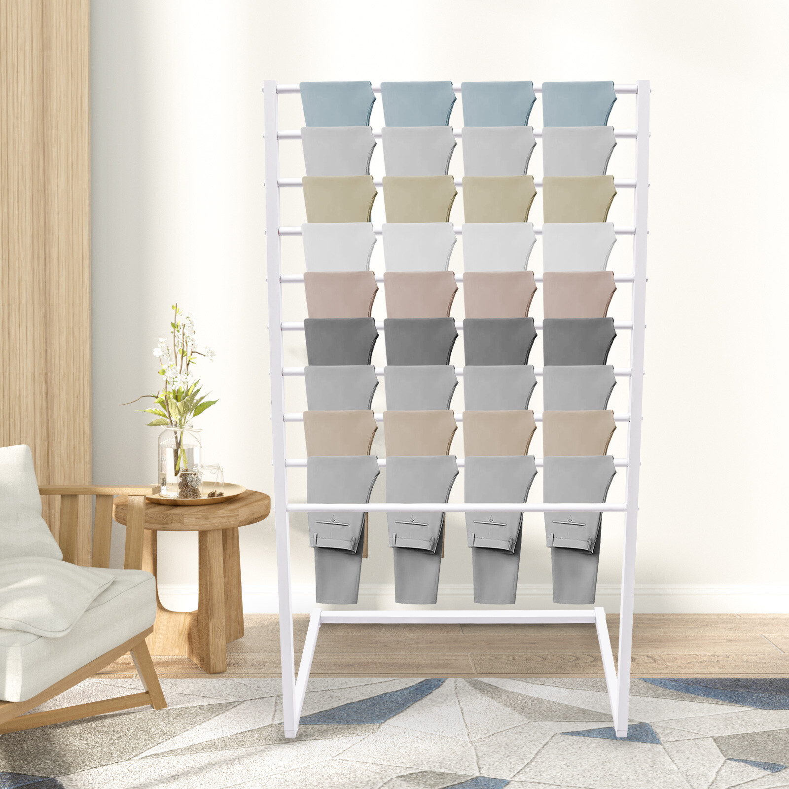 Freestanding Metal Scarf Display Stand Double-Sided Scarf Floor Standing 10 Tier