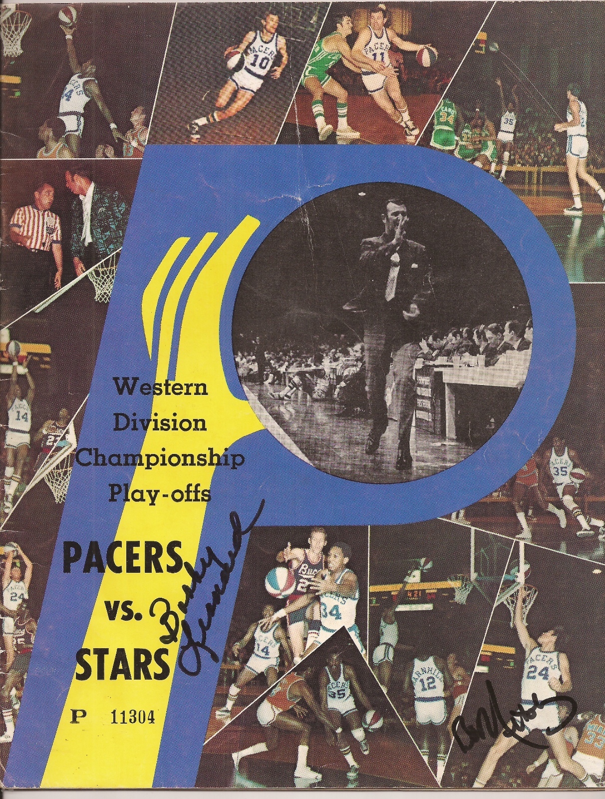 1971 UTAH STARS AT PACERS GAME 1 PLAYOFFS GAME PROGRAM SIGNED BY BOBBY LEONARD