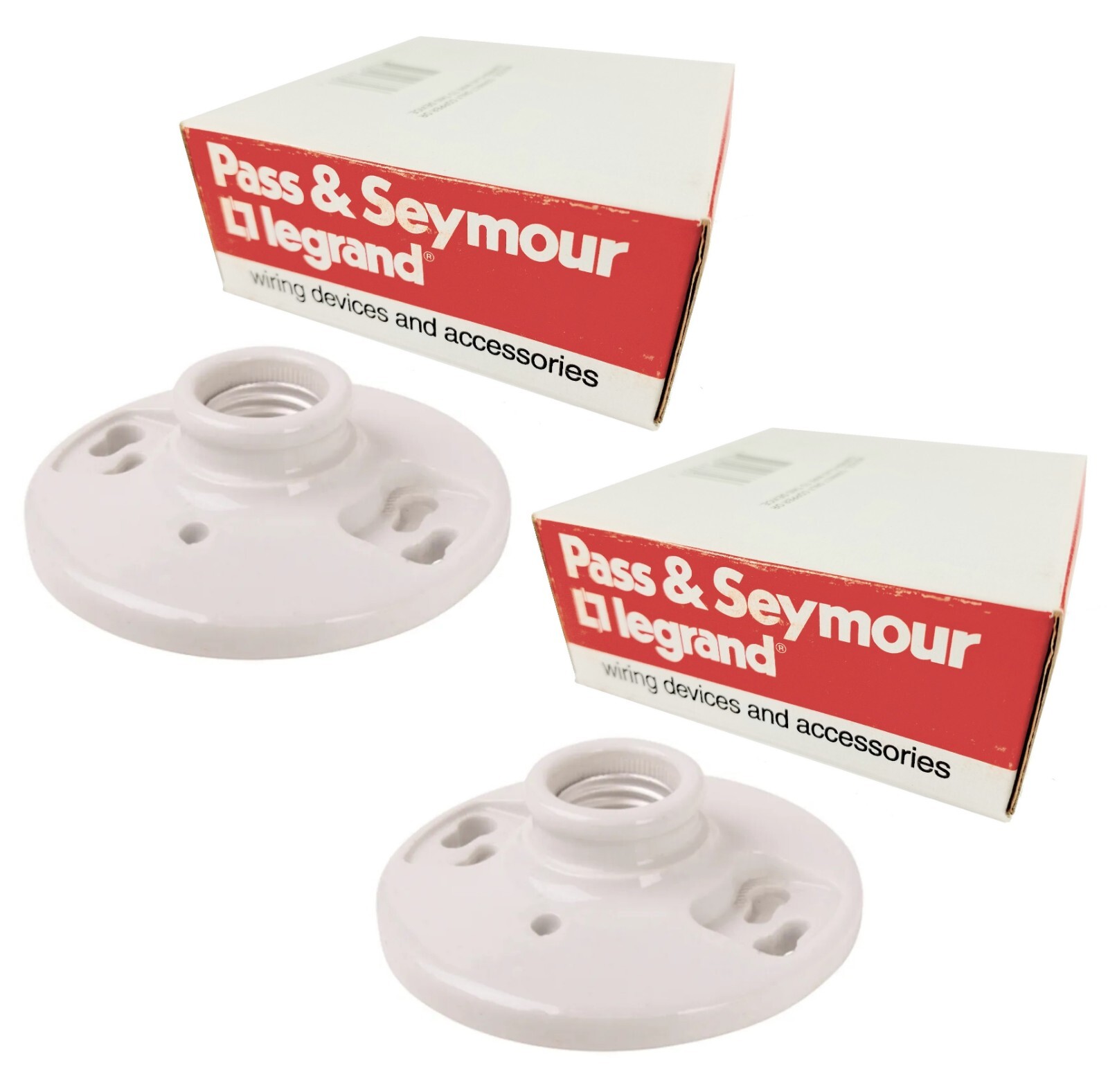 Lot 2x Pass & Seymour 272 Porcelain Lamp holder Light Bulb Socket Fixture 660w