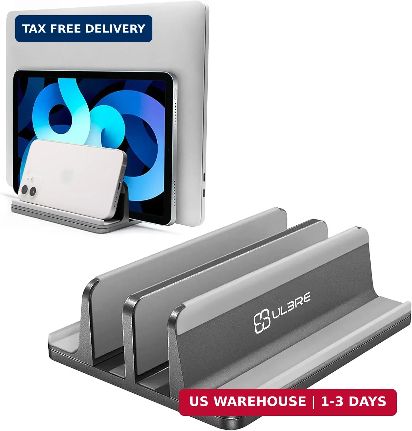 Vertical Laptop Stand [2021 ver.],ULBRE Double Adjustable 4 Slot Desktop MacBook