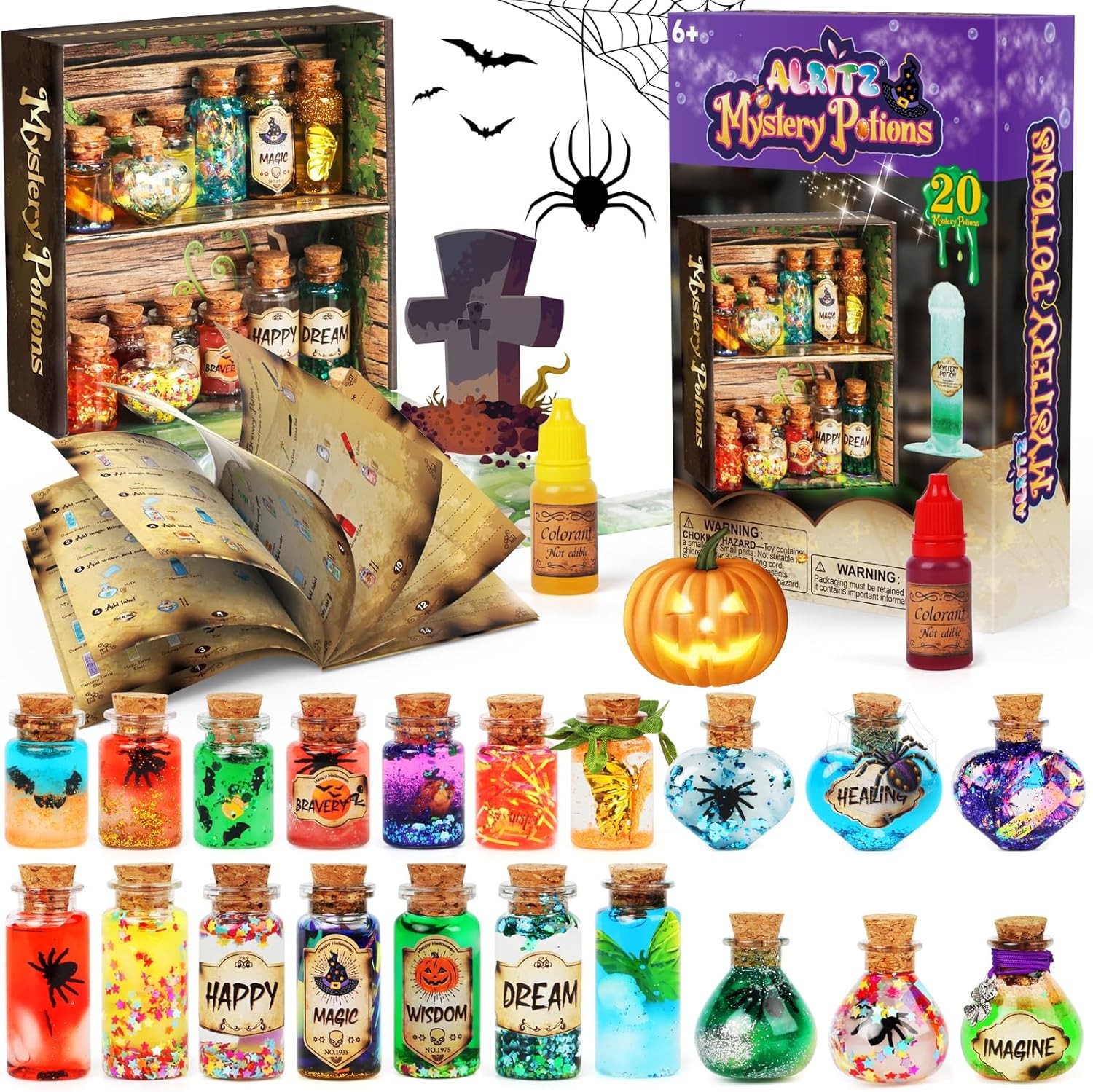 Alritz Mystery Potions Kit for Kids, 20 Magic Mix Witch Potion Bottles,...