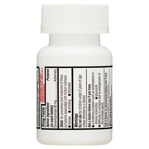 Equate Motion Sickness Relief Dimenhydrinate Tablets, 50mg, 100 Count