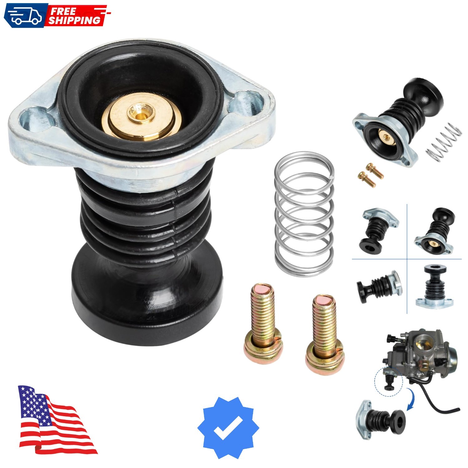 Carburetor Carb Primer Pump Spring Screw Kit Compatible with Hon-da ATV Ranch...