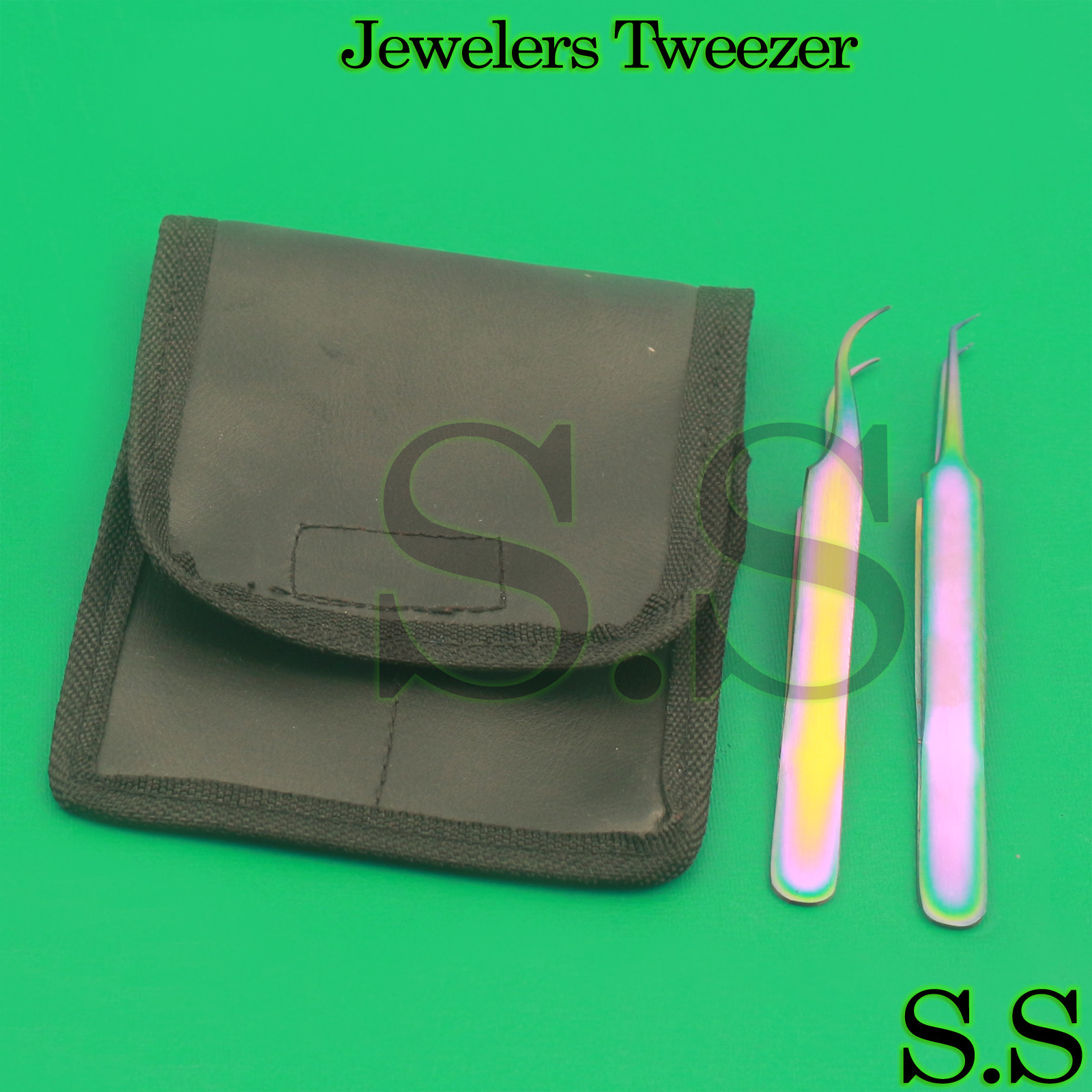Multi Titanium Rainbow Eyelash Extension Tweezers A Type Angled+strong Curved