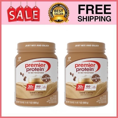 2 Pack Premier Protein 100% Whey Protein Powder,Café Latte,30g Protein,23.9oz Pk