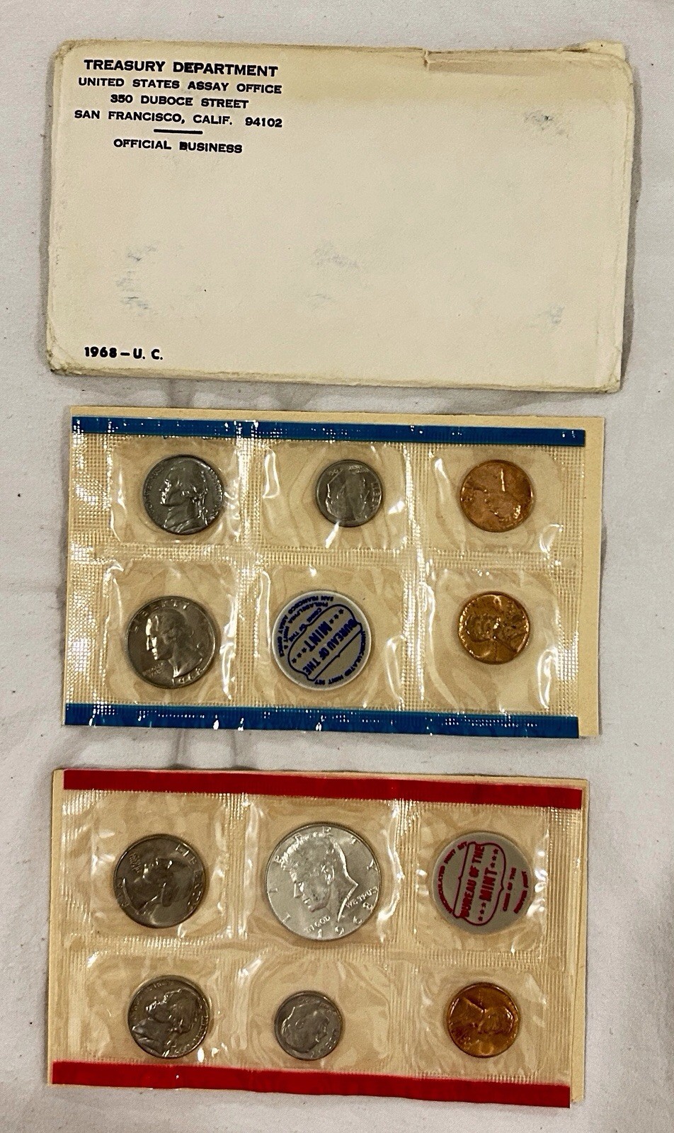 1968 US Mint Set Uncirculated 10 Coin Set with 40% Silver Kennedy