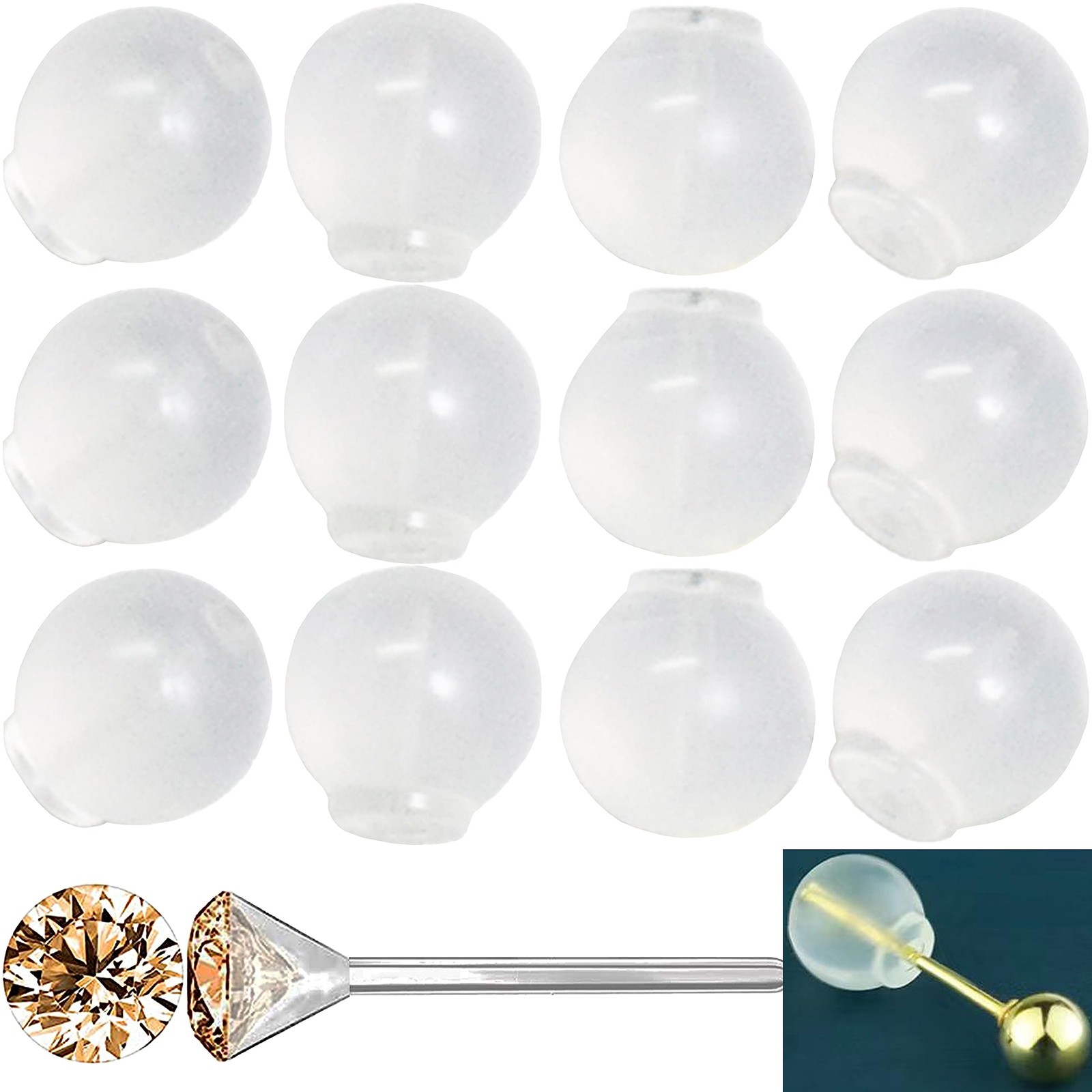 92pcs Comfort Impenetrable 6.6 X 6.6mm Diameter Safety Earring Back TPE Medic...