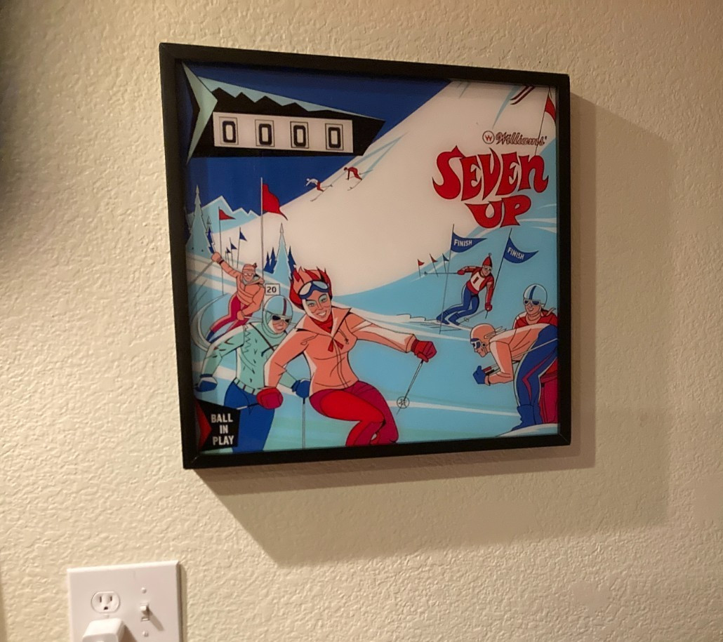 Williams "SevenUp"  1969 - Pinball Wall Art  LED Backglass Arcade Decor