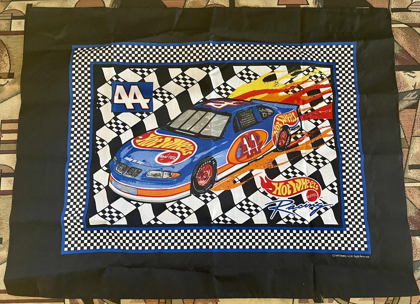 VNTG 1997 MATTEL HOT WHEELS - #44 Racing Car Pillow Case - Made in USA l👀k