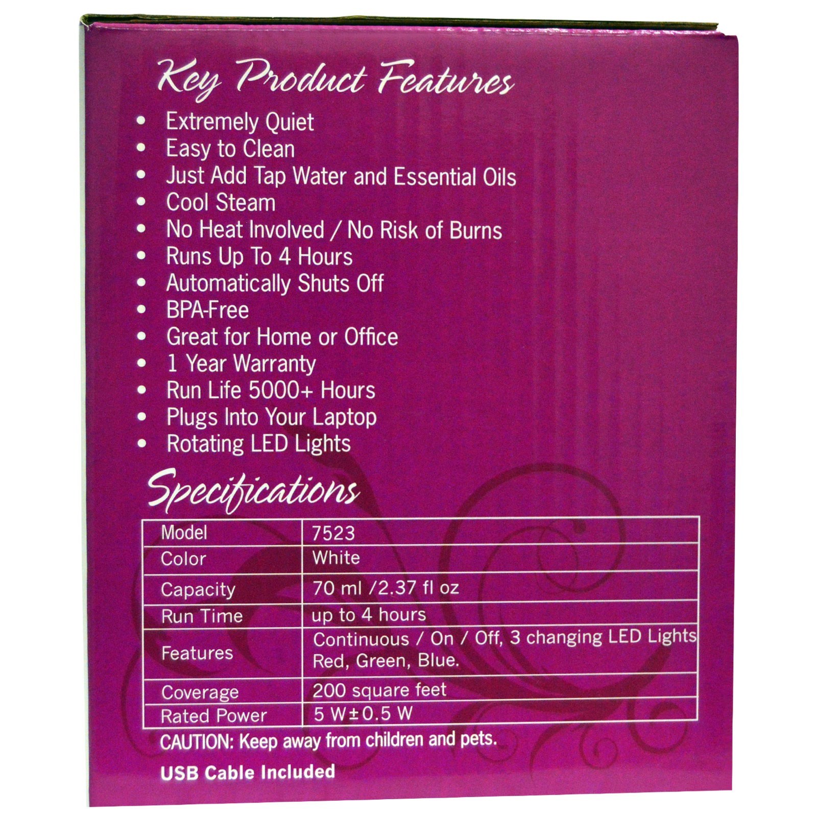 Now Solutions, Ultrasonic USB Essential Oil, LED Color Changing Diffuser