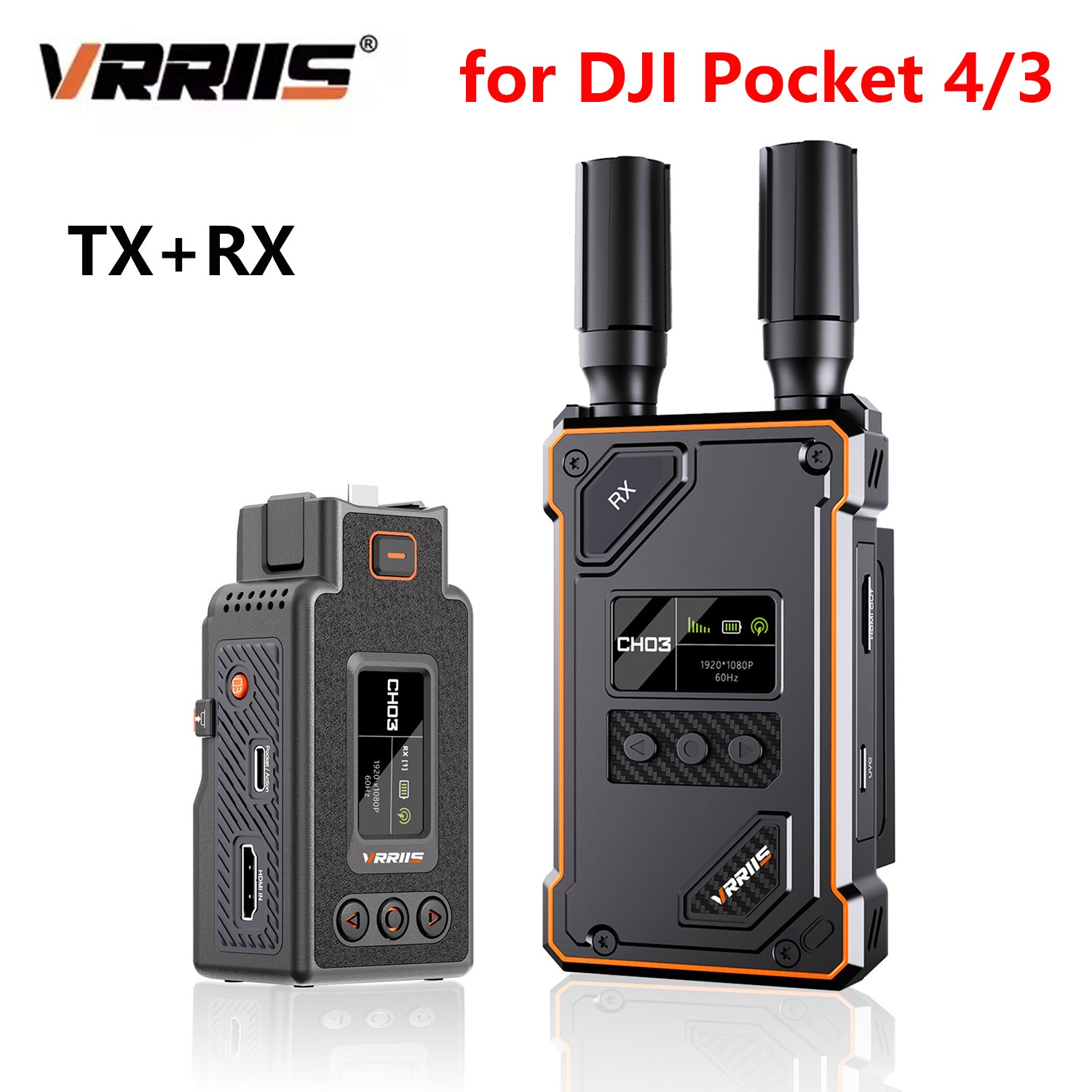 VRRIIS 087PRO II Wireless Video Transmission Transmitter Receiver for Pocket 4/3