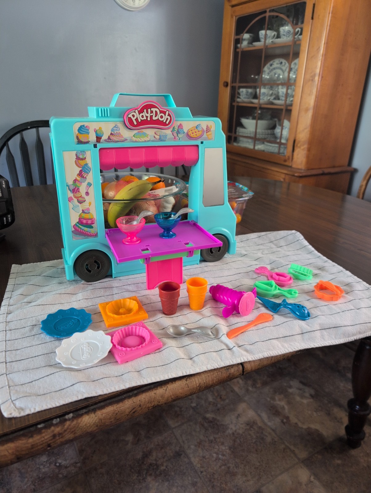 Play Doh Ice Cream Truck Toy for Kids Pretend Play Kitchen Set with Accessories