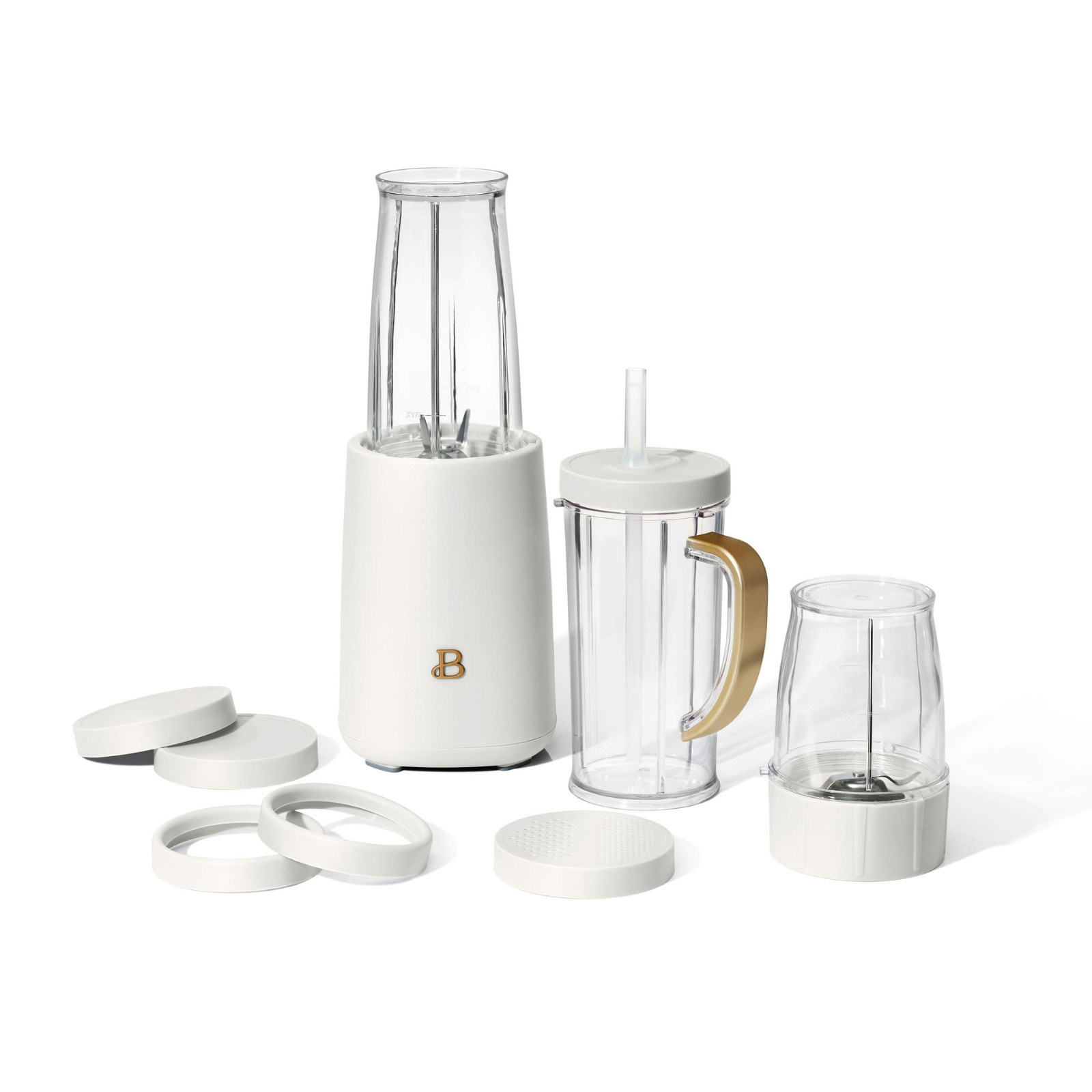 Beautiful Personal Blender Set with 12 Pieces 240W White Icing by Drew Barrymore