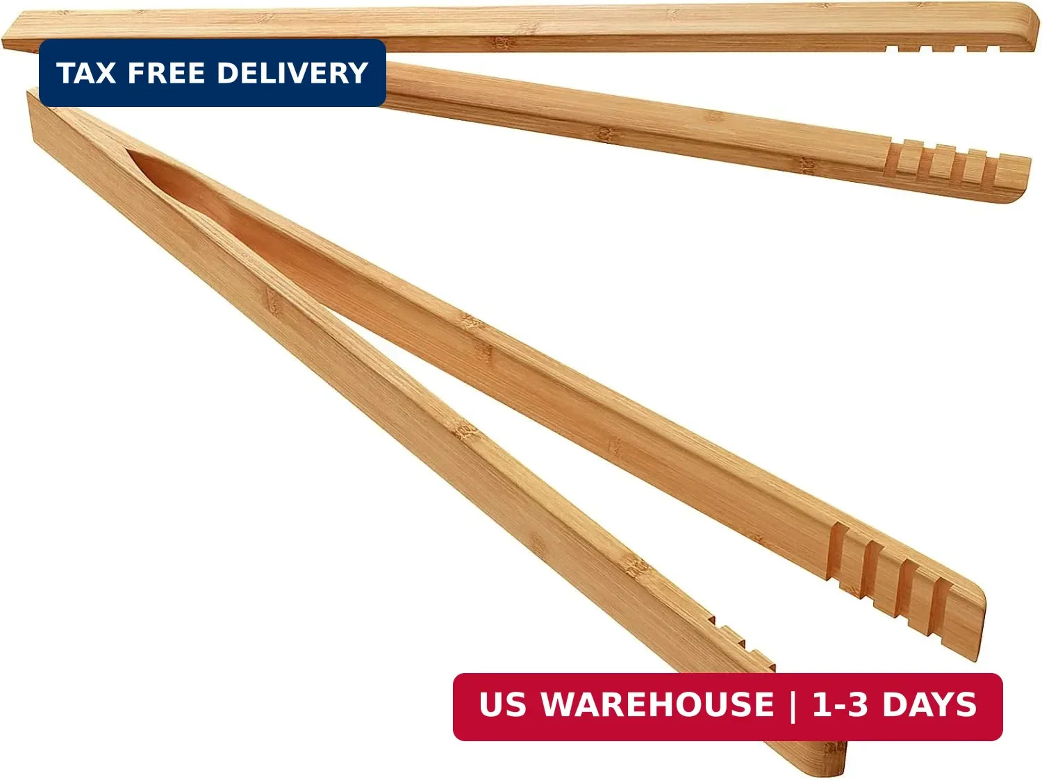2 Pieces Bamboo Toast Tongs, 10.2 Inches Long Wood Toaster Tongs with Anti-slip