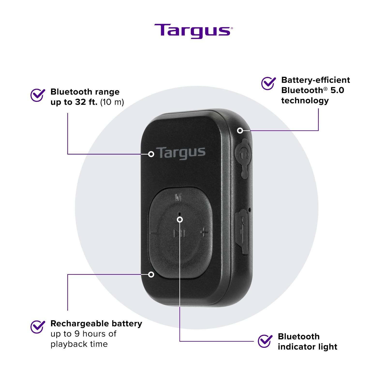 Targus Bluetooth Transmitter & Receiver ACA973GL Wireless Audio Adapter