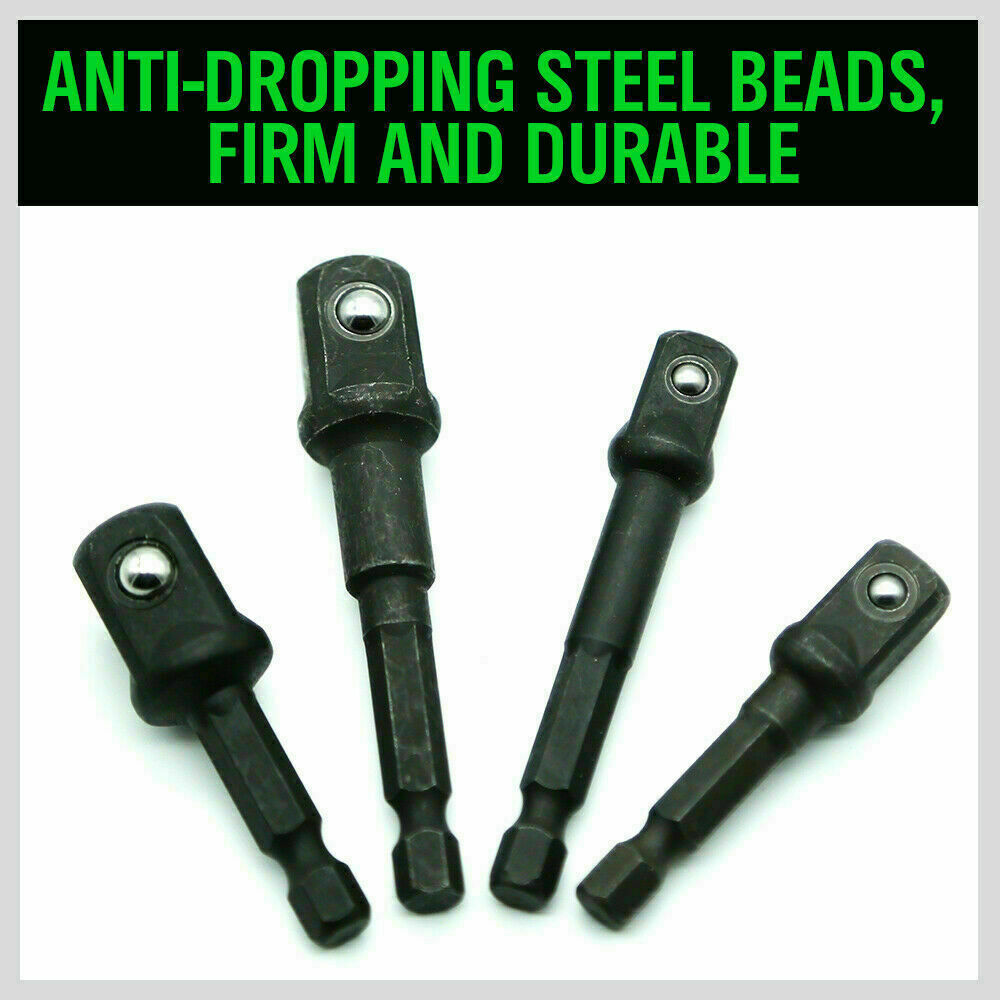 9Pcs Socket Adapter Drill Bits Set Hex Impact Driver Tools 1/4" 3/8" 1/2" Shank