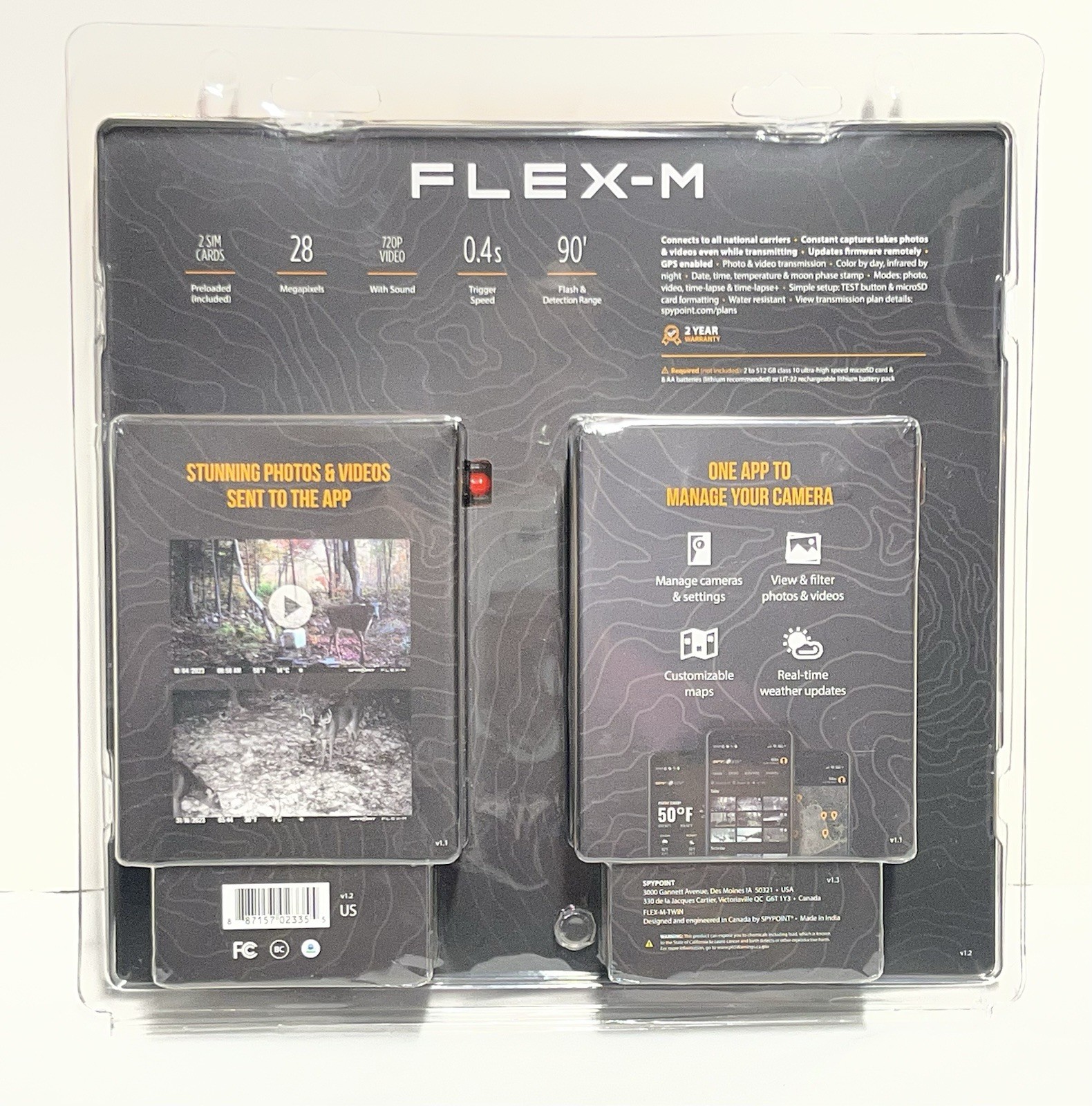 SpyPoint FLEX-M Cellular Trail Camera Twin Pack Cross-Carrier Coverage New
