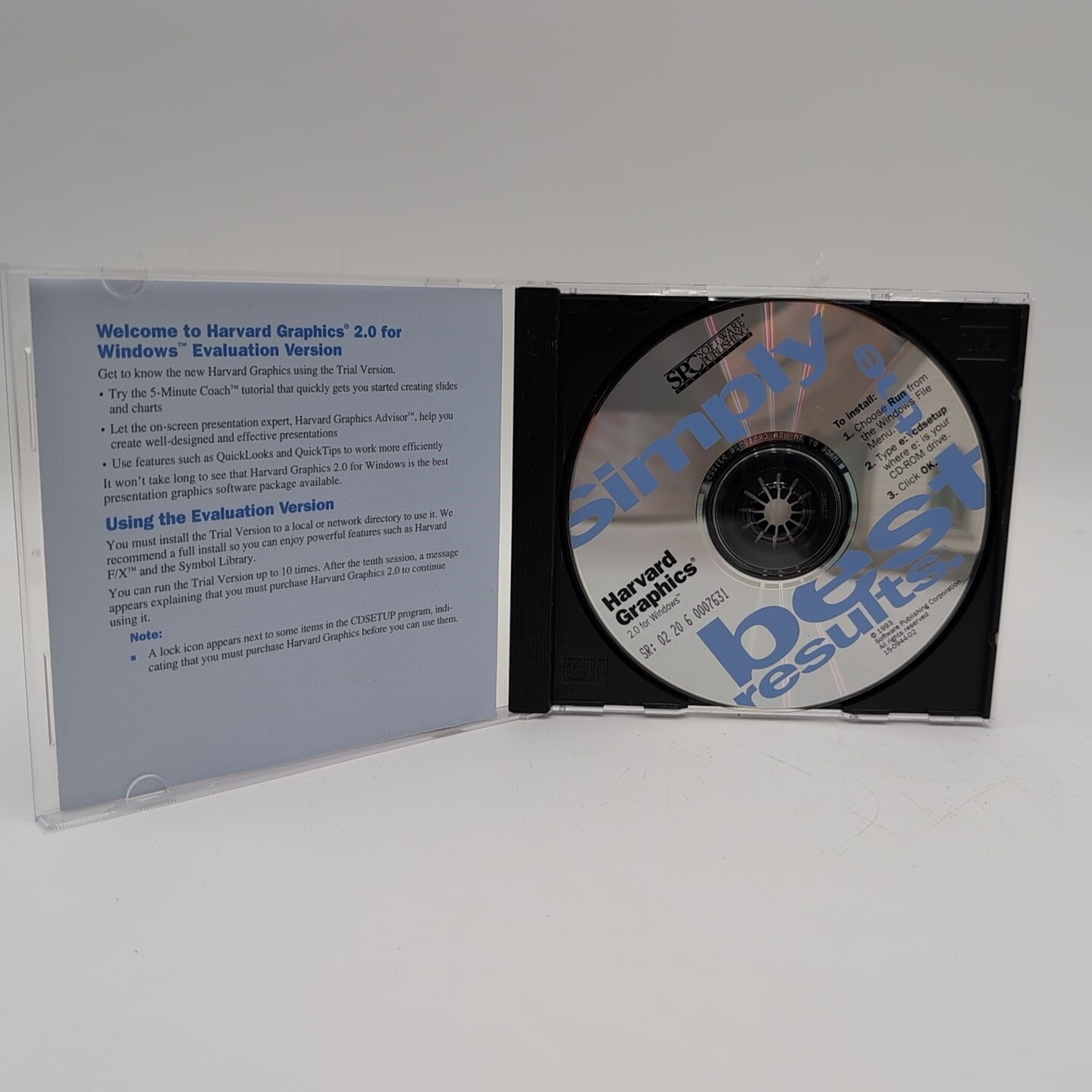 Harvard Graphics 2.0 for Windows 1993 SPC Software Publishing Corporation CD-ROM