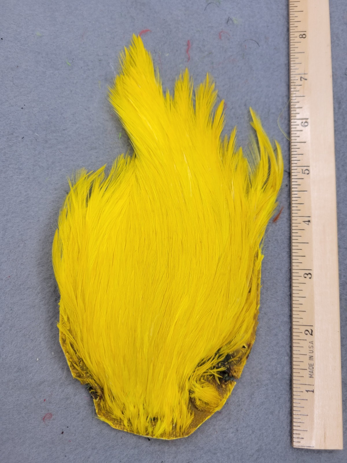 Lot 231,  Grade B,  DYED YELLOW India Rooster Streamer Neck Cape Feathers
