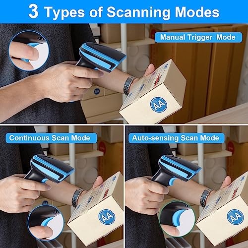 Barcode Scanner Wireless, 1D Laser Barcode Reader with Stand 1D-652WL-Wireless