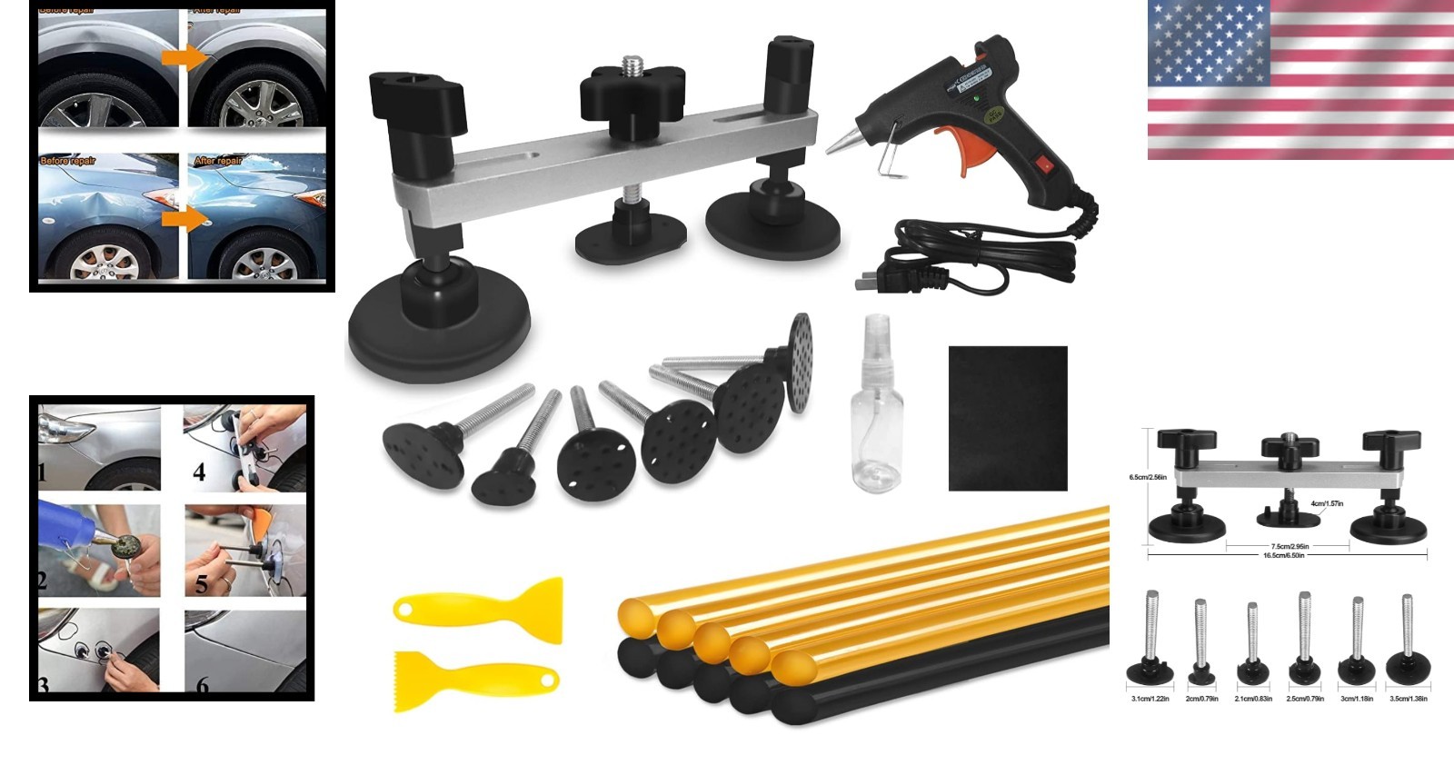 Compact Dent Puller Set with Bridge System for Cars & Appliances - 1.87 lbs