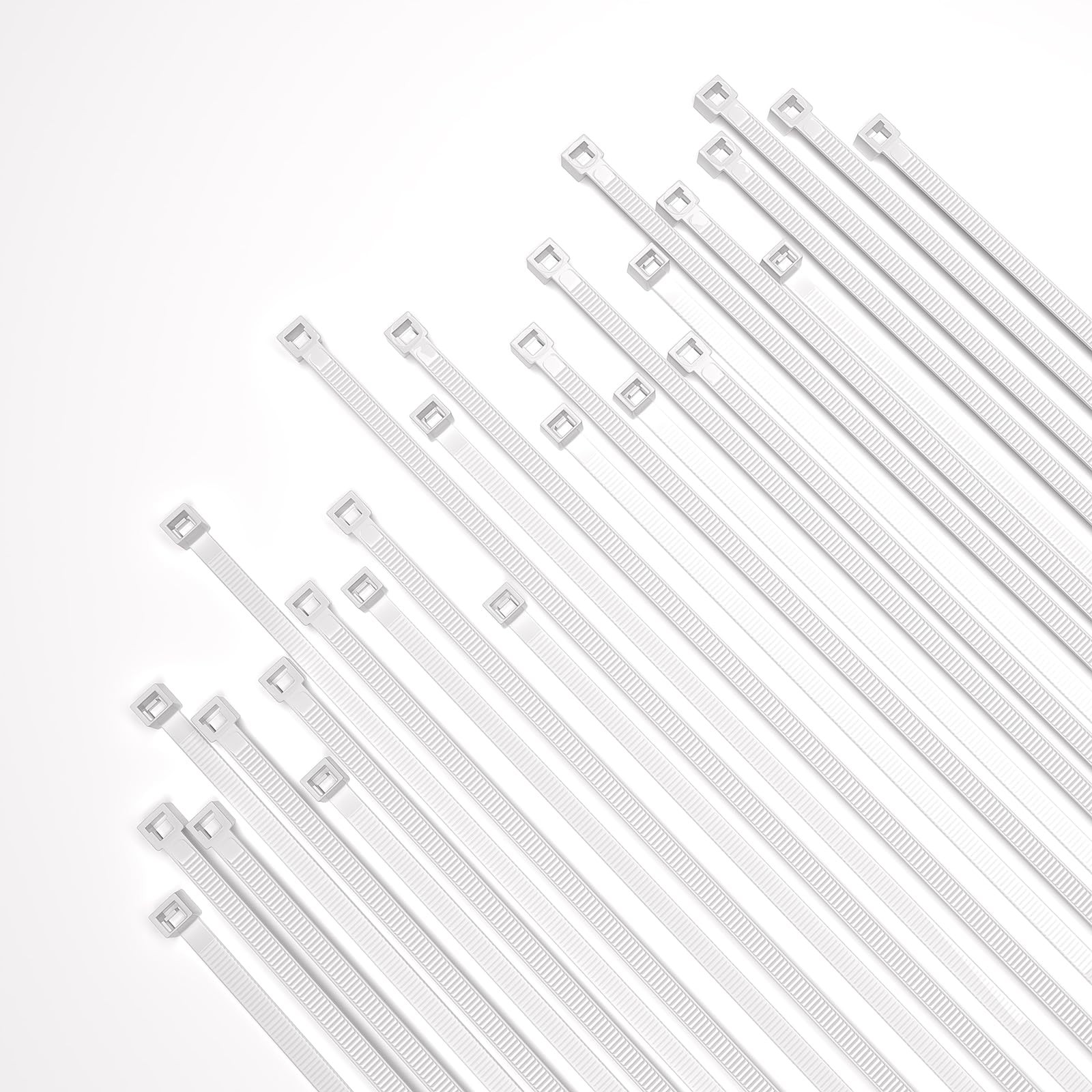 White Nylon Cable Zip Ties 0.19x8 Inch 50 Lb Tensile UV Resistant 100 PCS