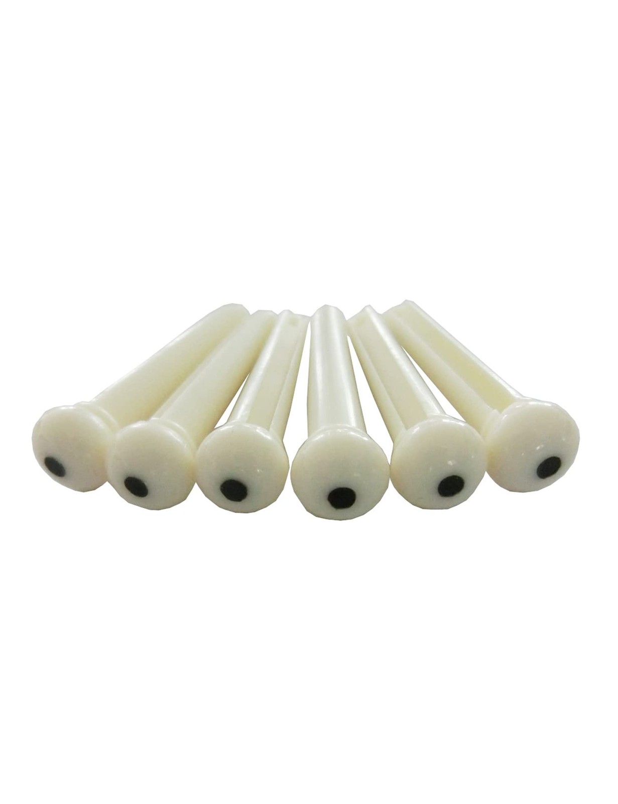 Acoustic Guitar Bridge Pins String Pegs Replacement Set of 6 Ivory Black Dot