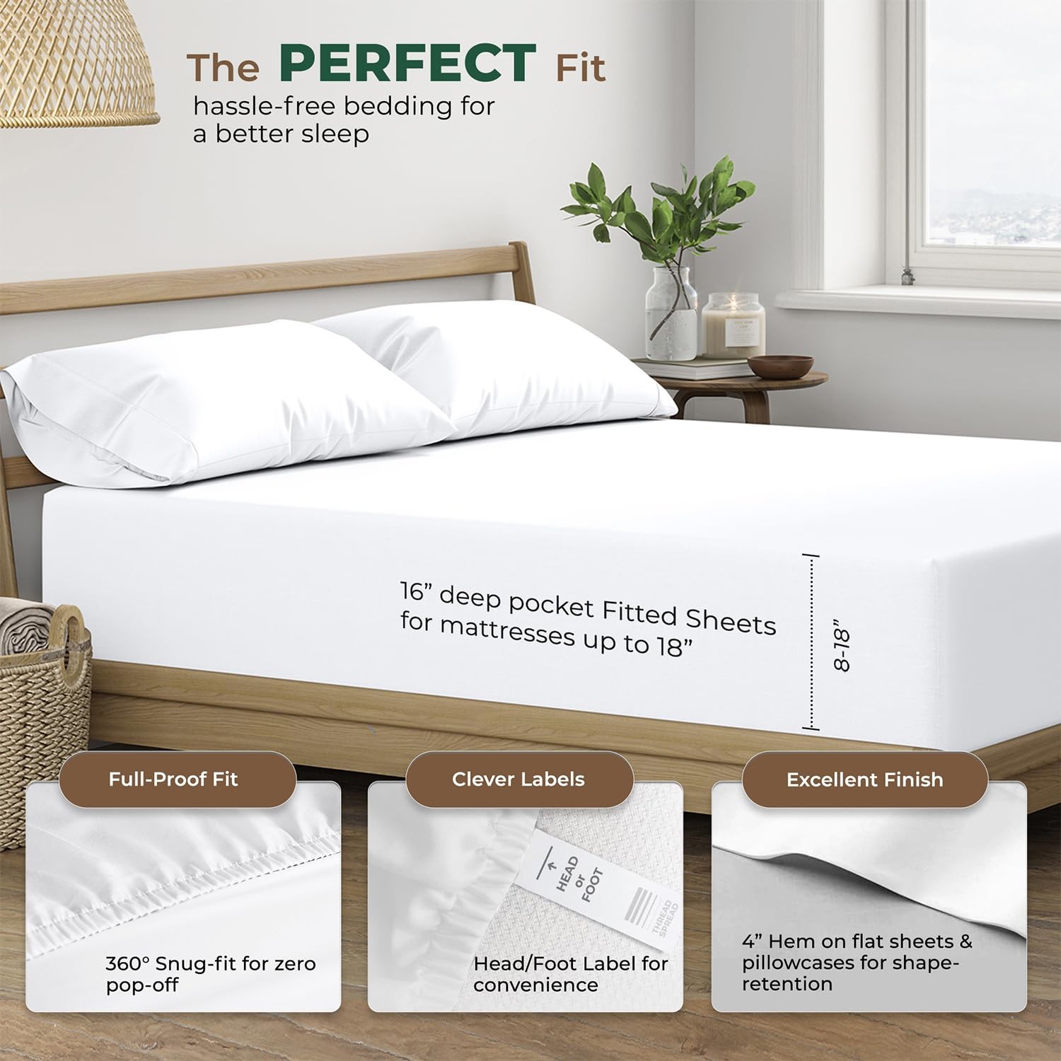 THREAD SPREAD 100% Organic Cotton Sheets - Organic Cotton Percale Weave Sheet Se