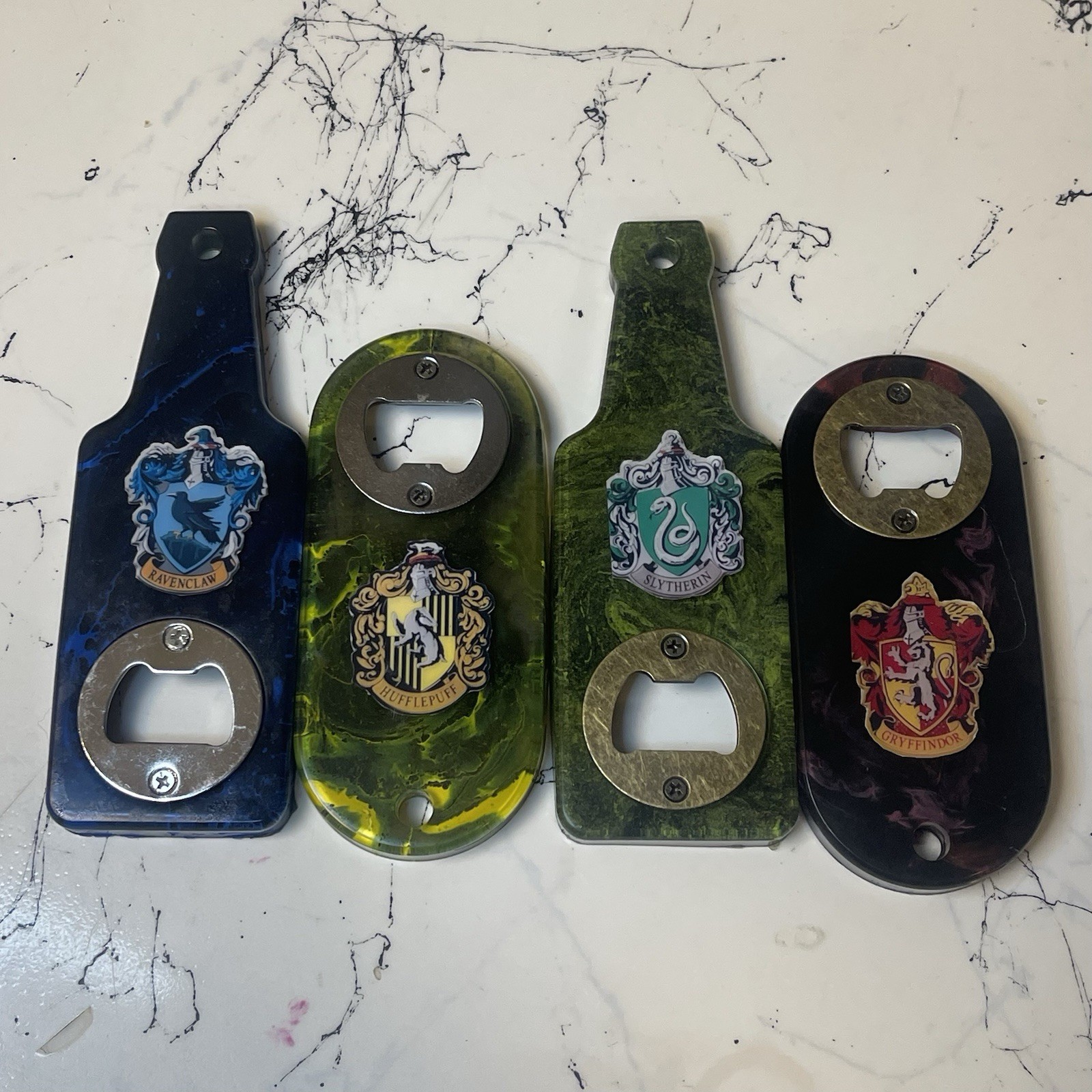 Harry Potter Inspired Hogwarts House Resin Bottle Opener Set | Collectible Gift