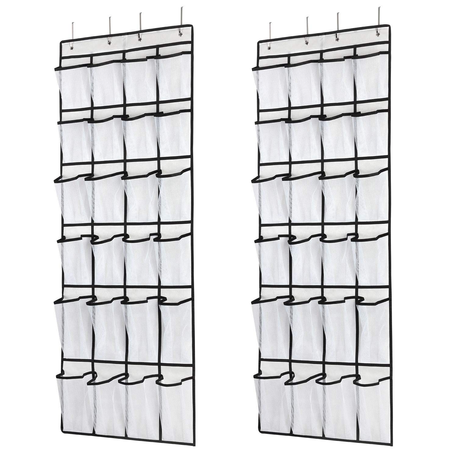 SAVERHO Hanging Shoe Organizer, Over The Door Shoe Organizer with 24 Mesh Lar...