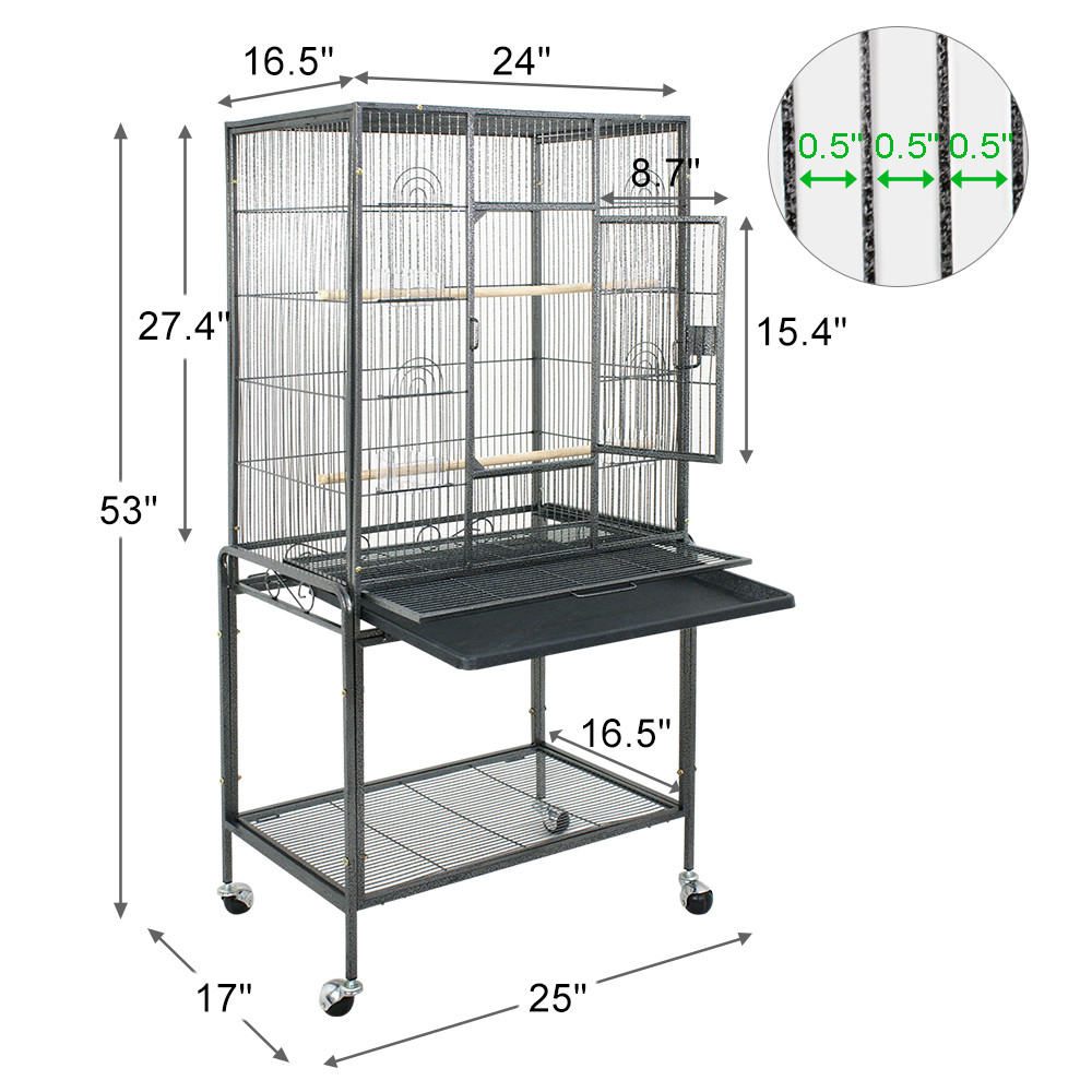 53" Bird Parrot Cage Chinchilla Cockatiel Conure Large Cockatiel Metal Wheels