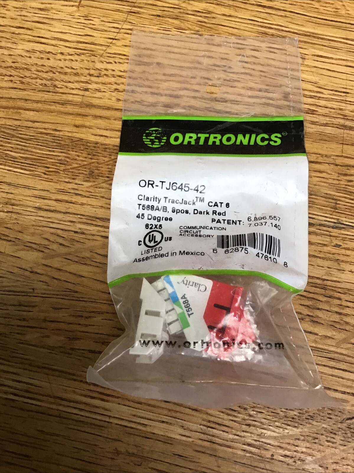 Ortronics OR-TJ645-42 Clarity TracJack Cat6 Angled Jack, RED