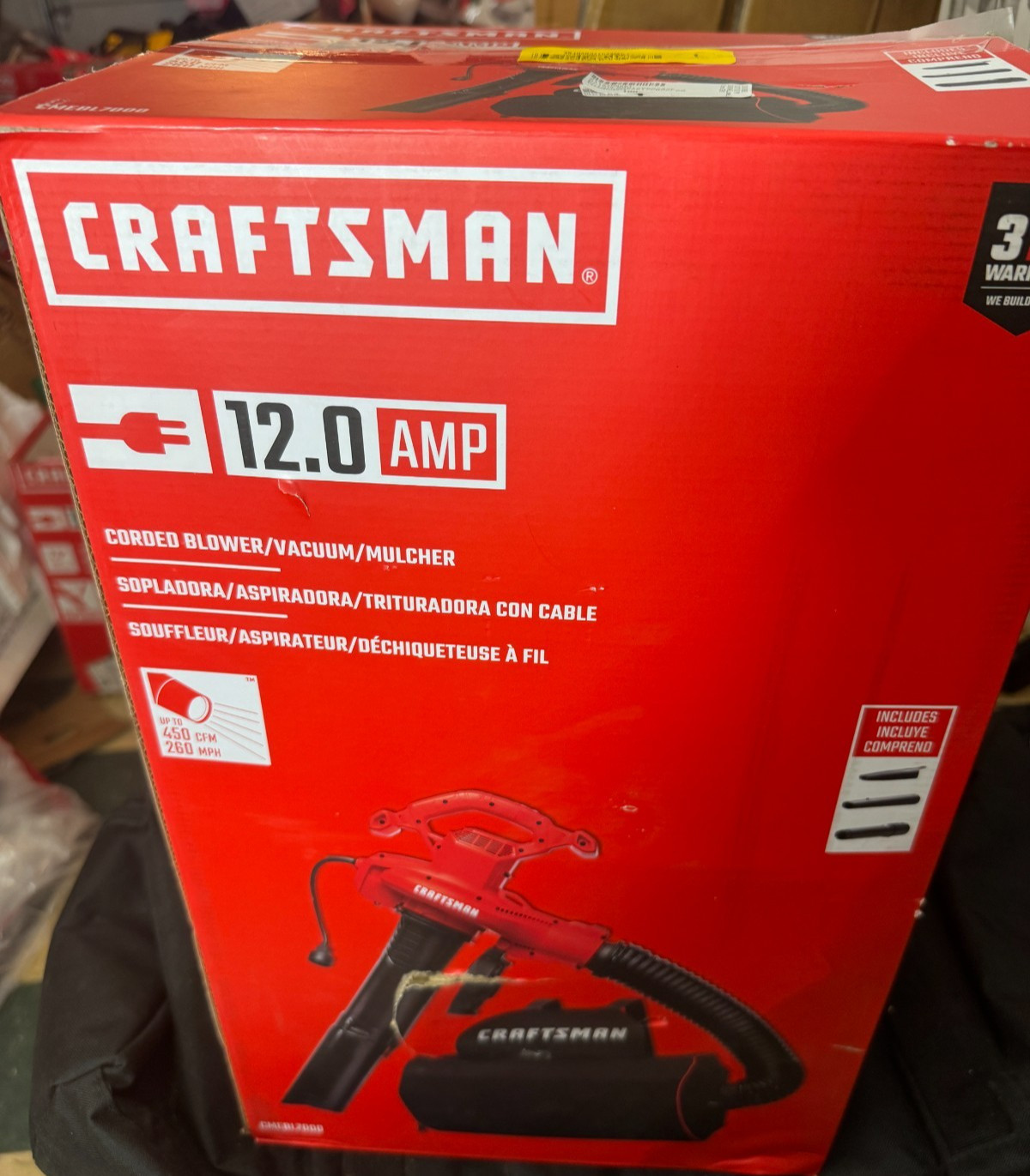 CRAFTSMAN 450-CFM 260-MPH Corded Electric Backpack Leaf Blower