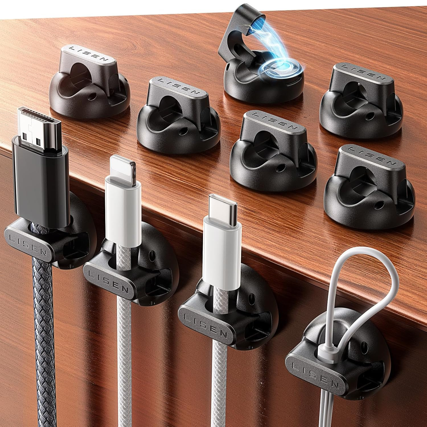10 Pack Magnetic Cable Clips [2025 Minimum Size] Halloween Decor Christmas Deco
