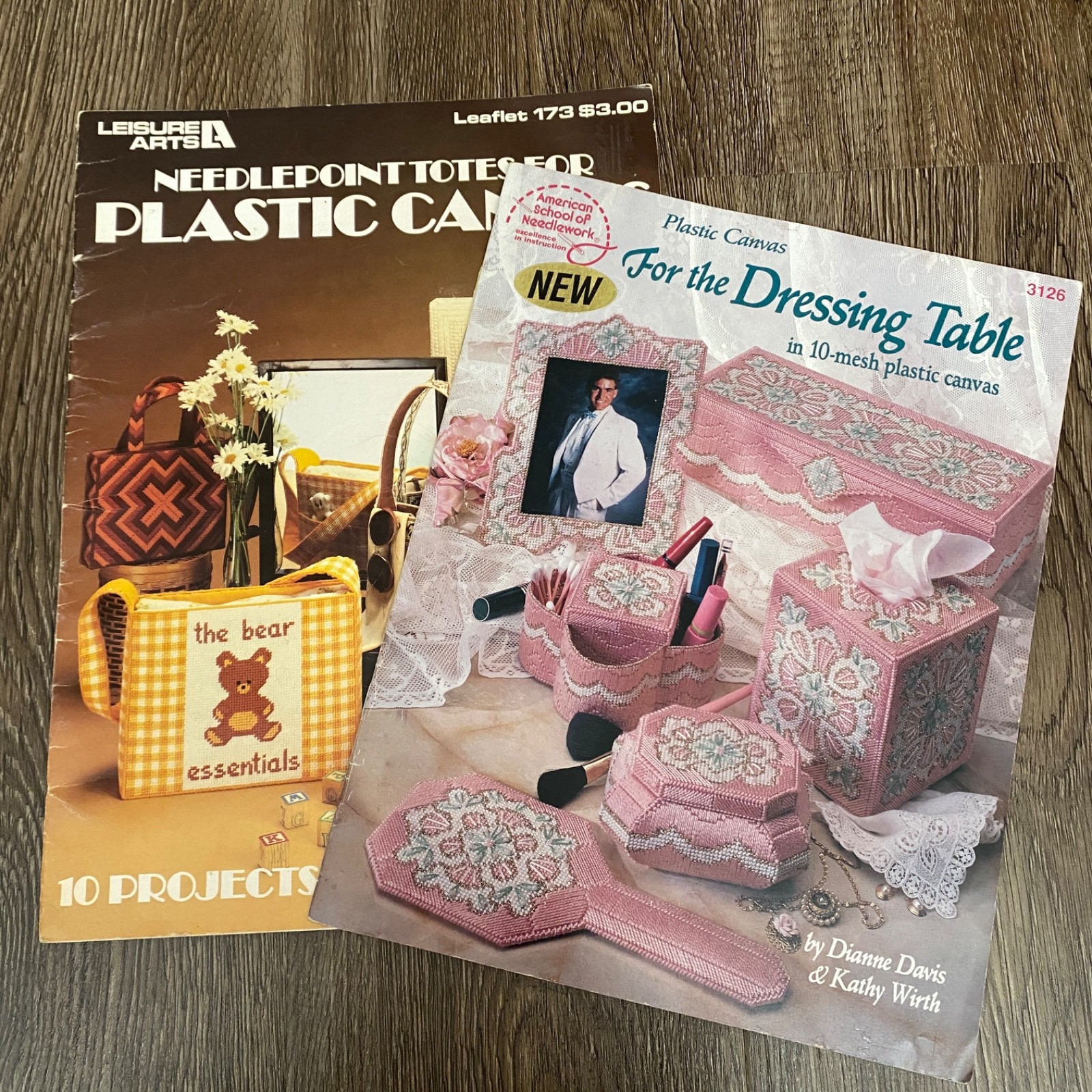 2 Plastic Canvas Needlepoint Tote Bags Accessories Vintage Patterns