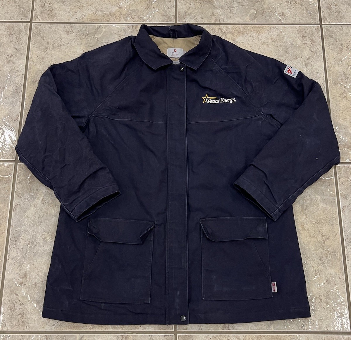 Mens XL Tyndale FR Fire Flame Resistant Duck Canvas Quilted Jacket Navy Blue USA