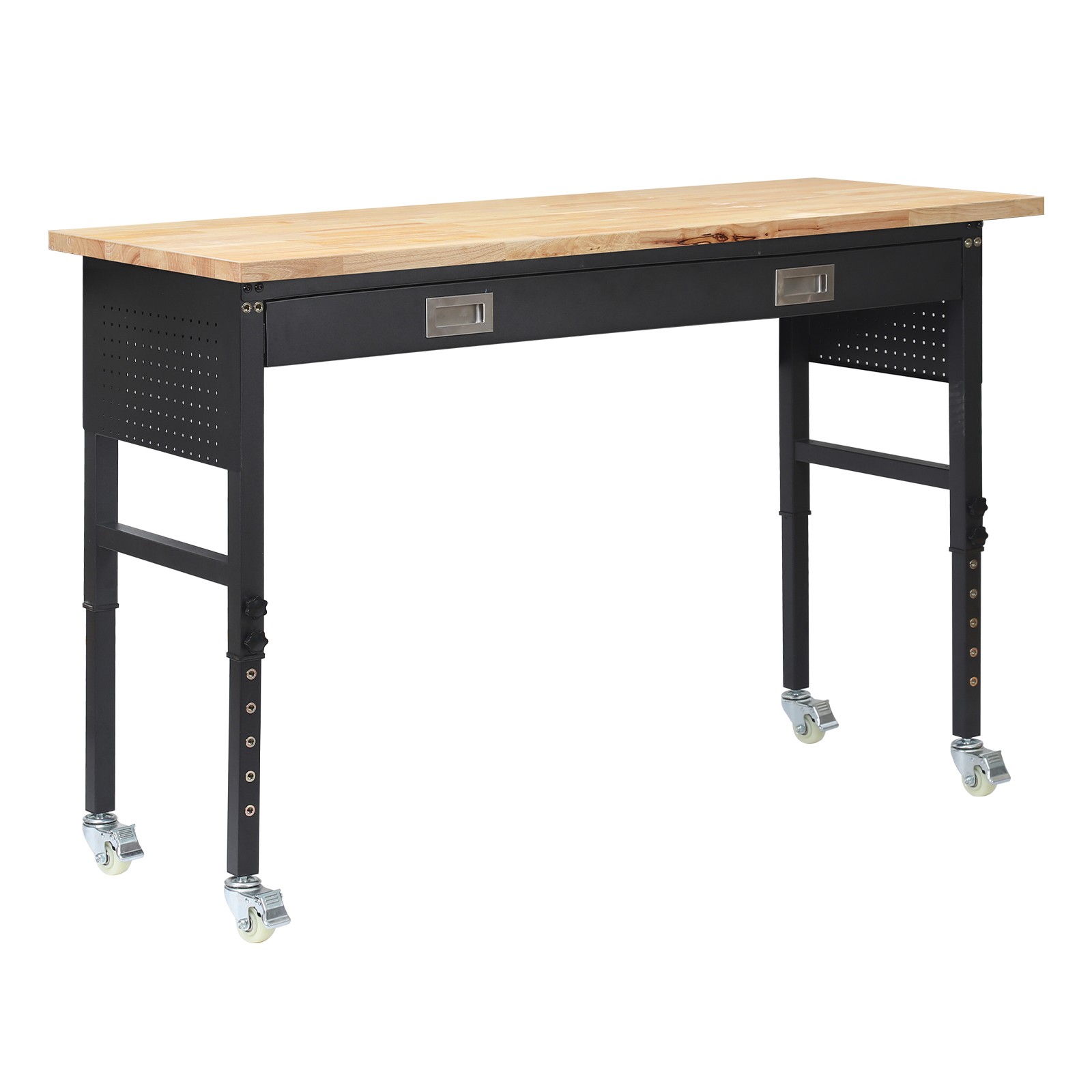VEVOR 60-inch Adjustable Workbench Wood Work Table with Power Outlet & Drawer