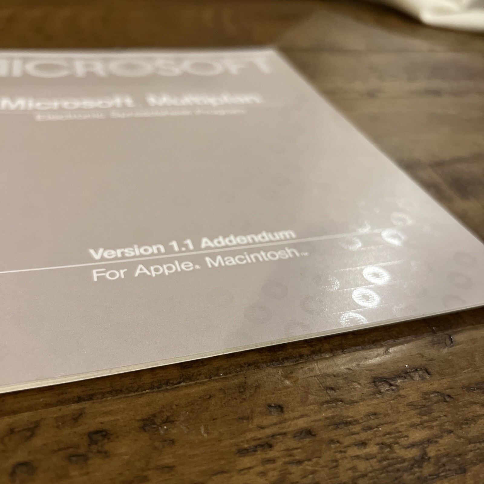 Vtg Microsoft Multiplan Electronic Spreadsheet Program Ver 1.1 Addendum Manual