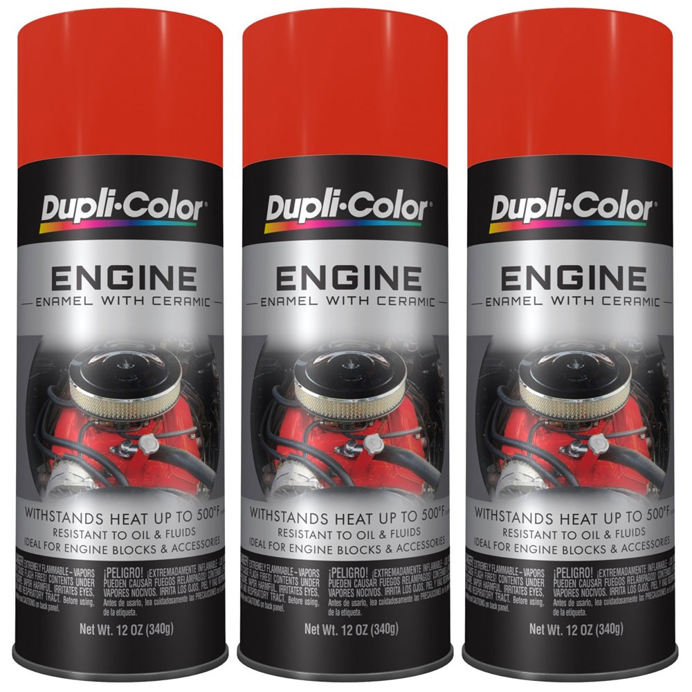 Duplicolor DE1622 (3-Pack), Engine Enamel Paint, Chrysler Orange, 12 oz Aerosol