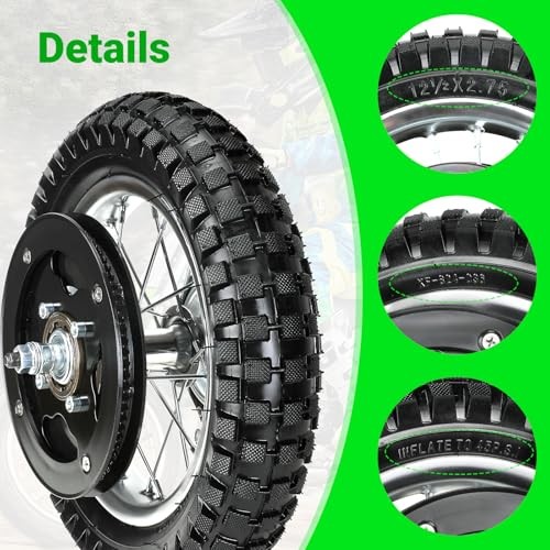 12-1/2 x 2.75 12.5x2.75 Rear Wheel Assembly Replacement for Razor MX350 MX400