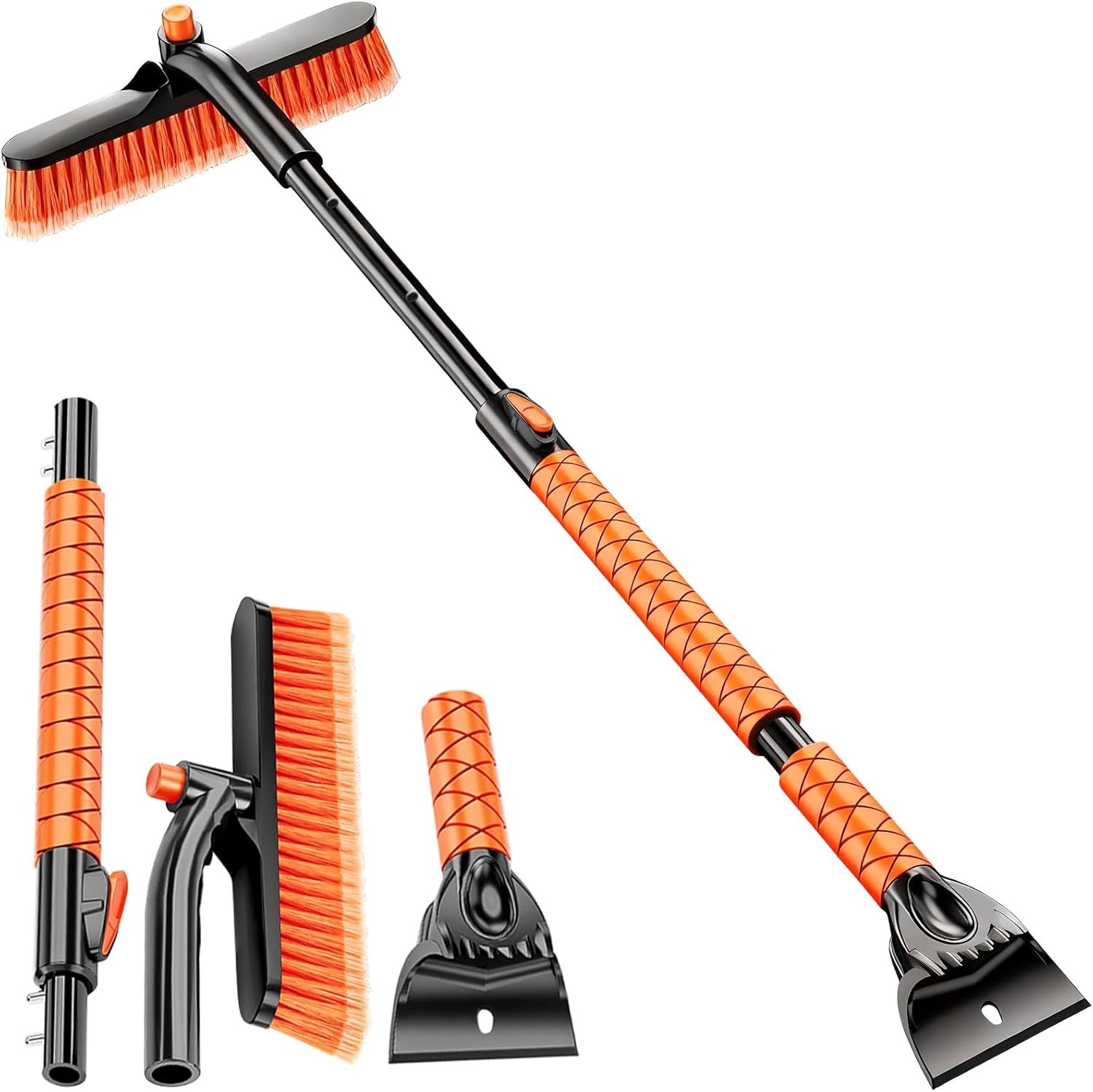 Extendable and Ice Scraper for Car, 30"-35"-39" Adjustable Long Handle & 4.3"...